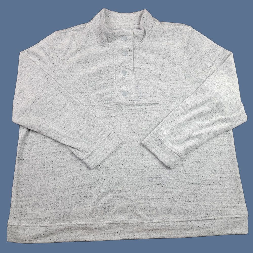 J. Jill J Jill Fit Pullover Womens 3X Light Gray Long Sleeve Snap Button Funnel Neck Sweatshirt Size XXL / US 16-18 / IT 52-54 - 1 Thumbnail