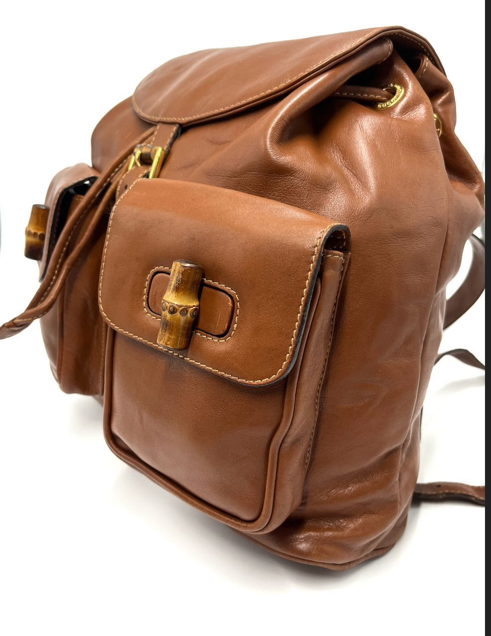 Gucci Authentic Gucci Bamboo Leather Backpack Size ONE SIZE - 9 Thumbnail