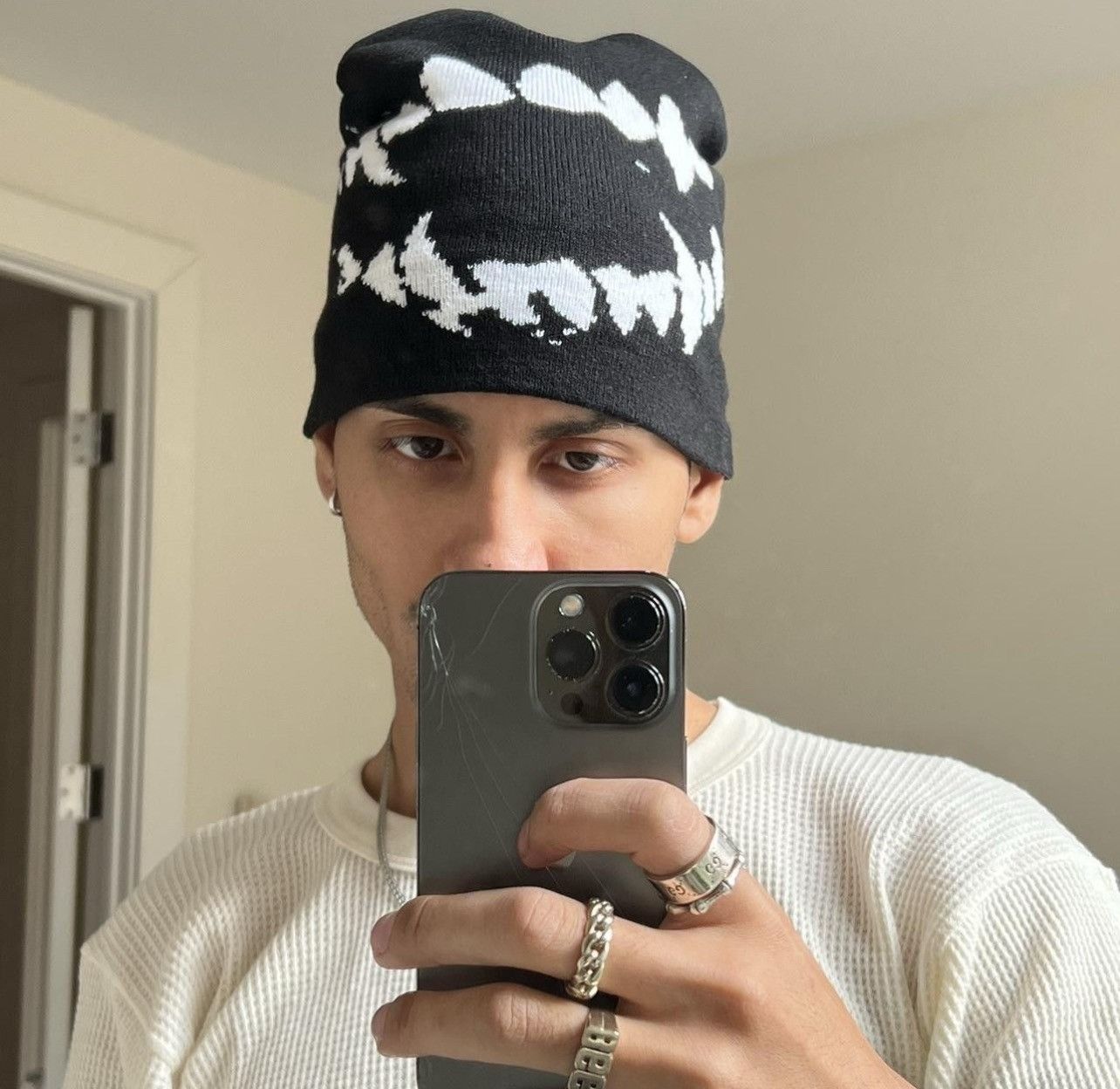 Vintage black dog teeth beanie Size ONE SIZE - 5 Thumbnail