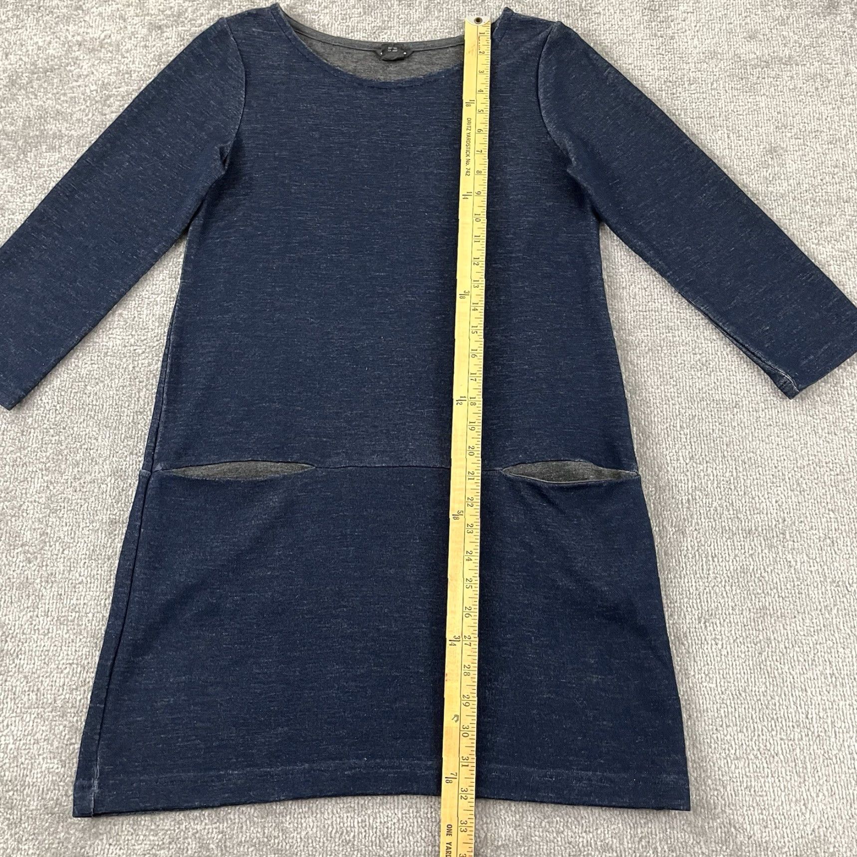 Club Monaco Club Monaco Dress Womens Size 4 Navy Blue 32" Shift Pockets 3/4 Sleeve 6% Wool Size S / US 4 / IT 40 - 4 Thumbnail