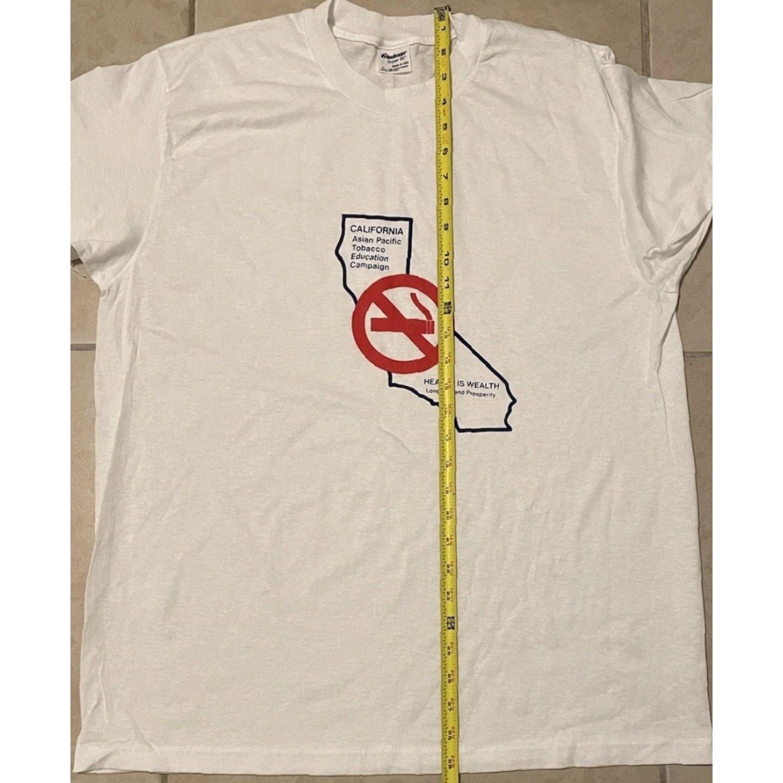 Vintage VINTAGE California Anti Smoking Shirt XL White 90s Grunge Tobacco Humor 80s USA Mens T-Shirt Size US XL / EU 56 / 4 - 7 Thumbnail