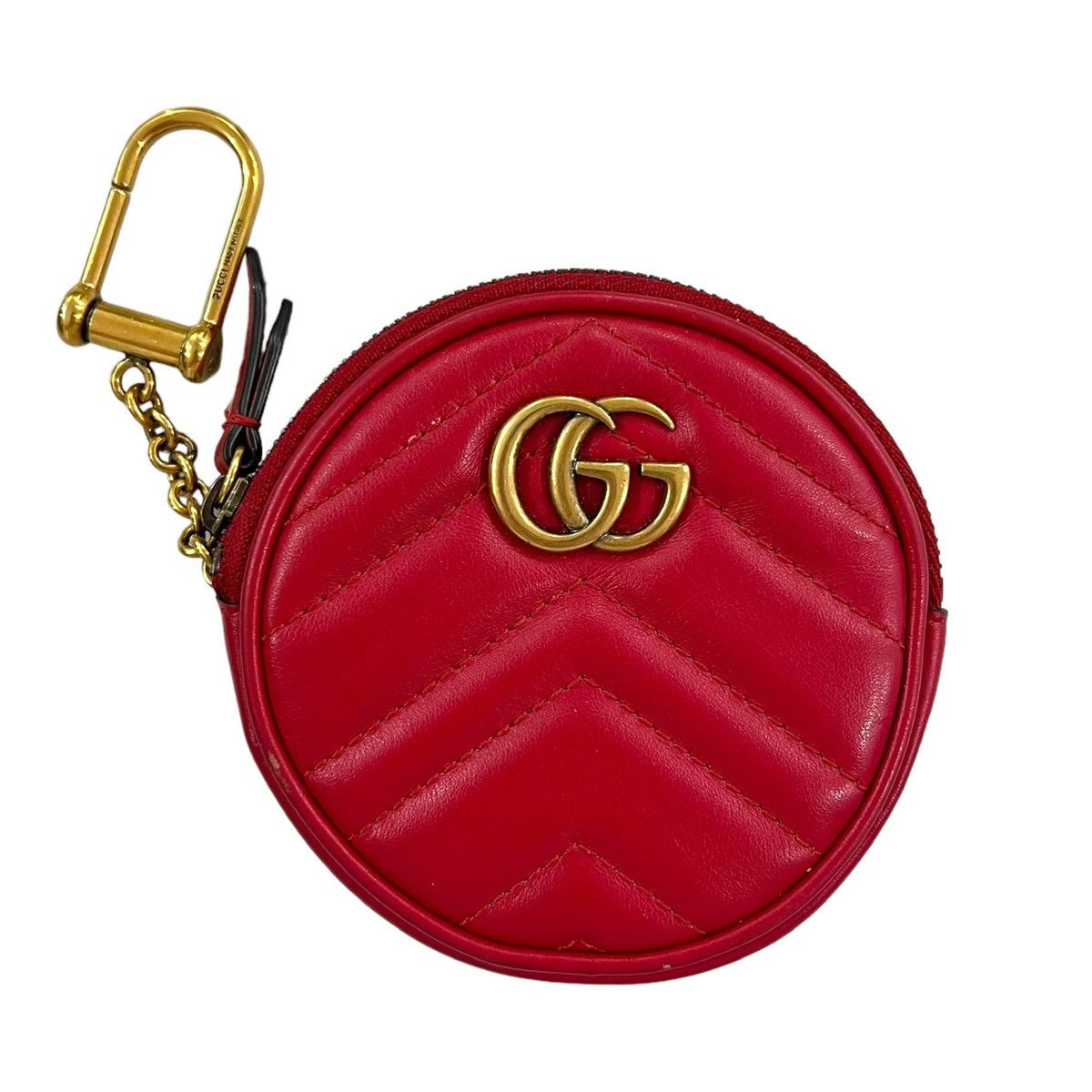 image of Gucci GG Marmont Round Key Pouch Wallet in Red, Women's