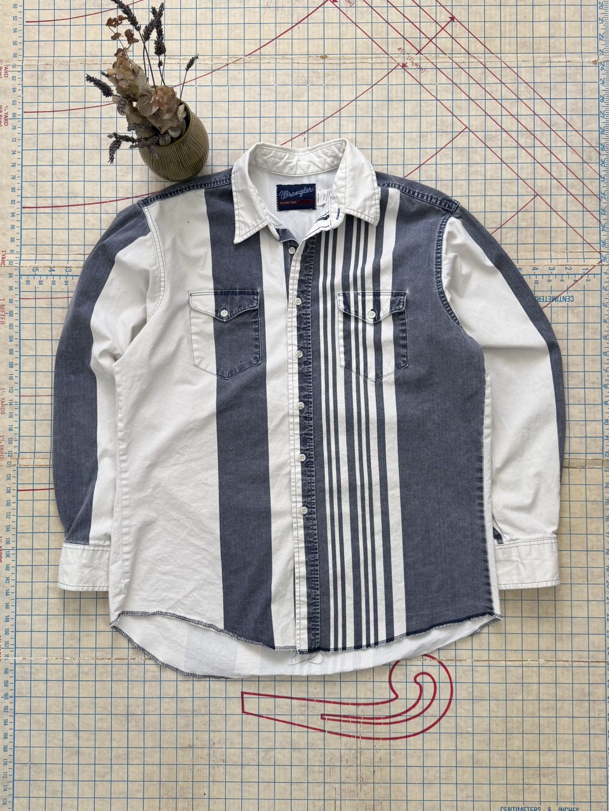 Vintage Vintage Wrangler Brushpopper Vertical Striped Button Up 17 Size US XL / EU 56 / 4 - 2 Thumbnail