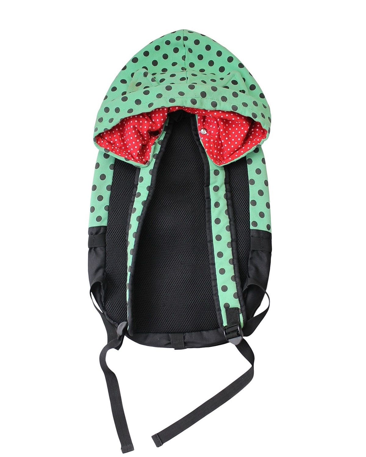 Japanese Brand 2000S HOODED BACKPACK BY WOR – GREEN POLKA DOTS Size ONE SIZE - 2 Thumbnail