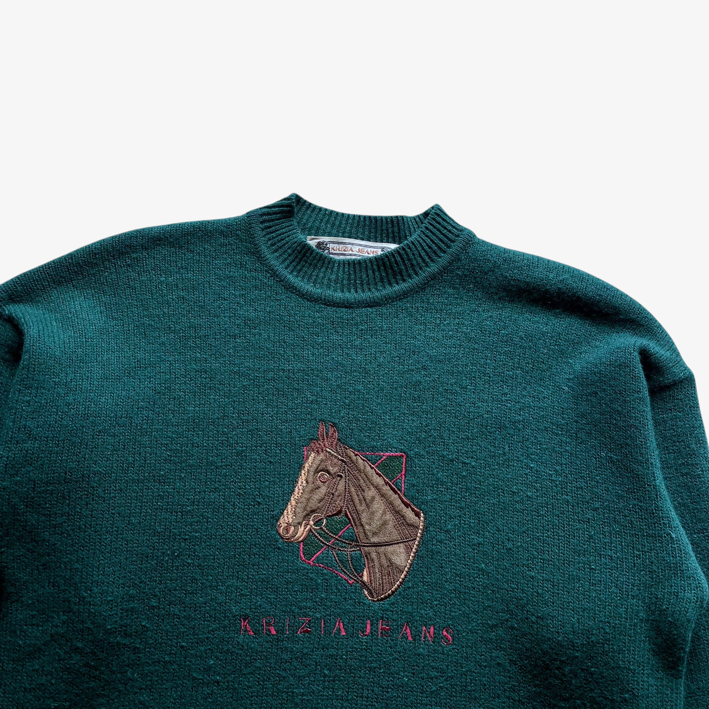 Krizia Vintage 90s Women's Krizia Embroidered Horse Wool Jumper Size S / US 4 / IT 40 - 2 Thumbnail