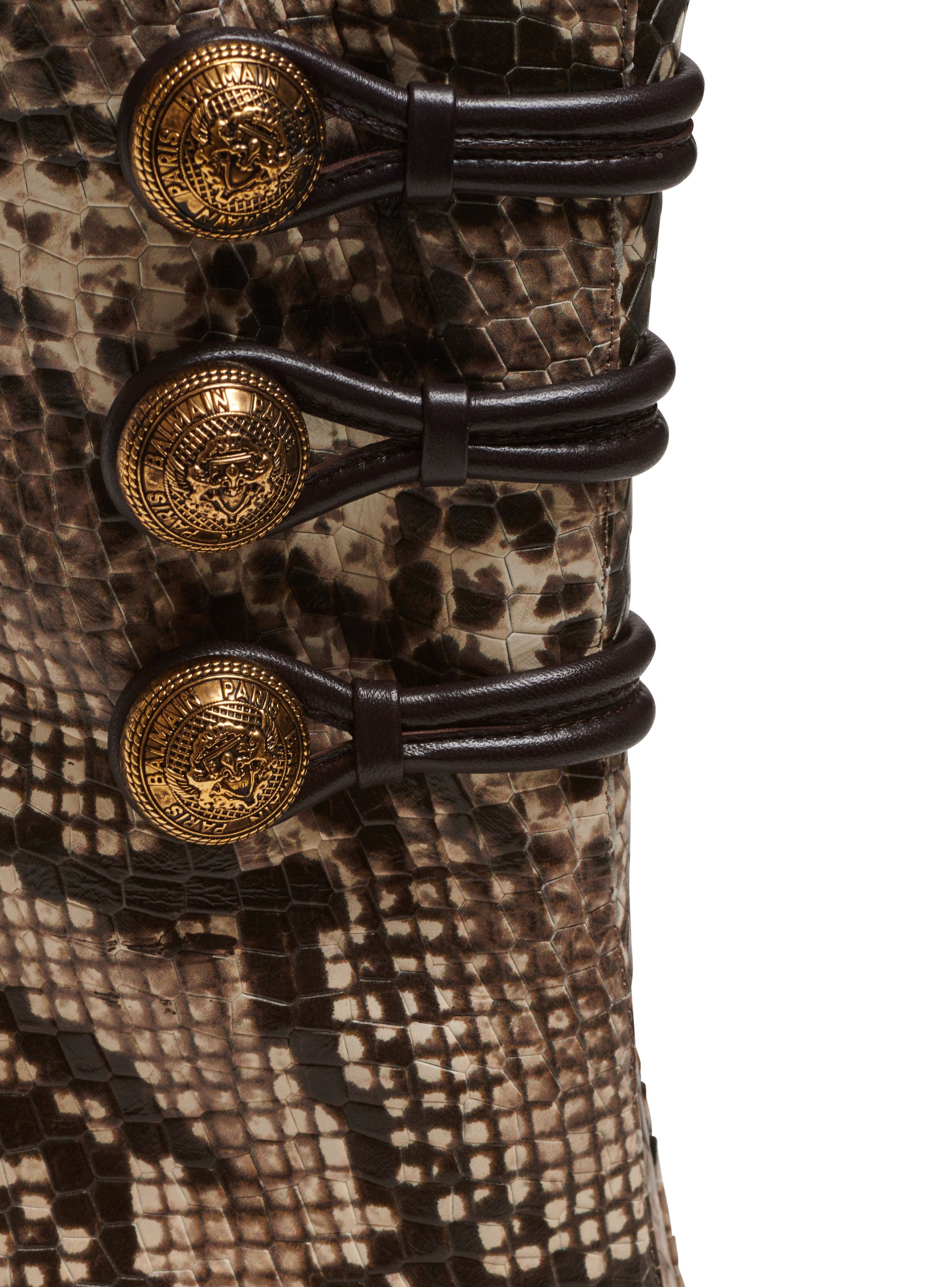 Balmain o1s1wg110925 Alma 95mm Snakeskin Effect Boots in Beige/Brown Size US 9 / IT 39 - 4 Thumbnail