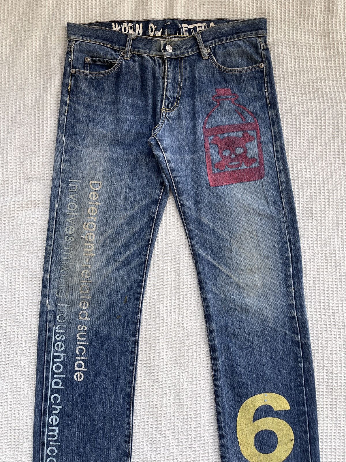 Japanese Brand Rare🔥Japanese Brand Suicide Distressed Denim Jeans Size US 35 - 3 Thumbnail