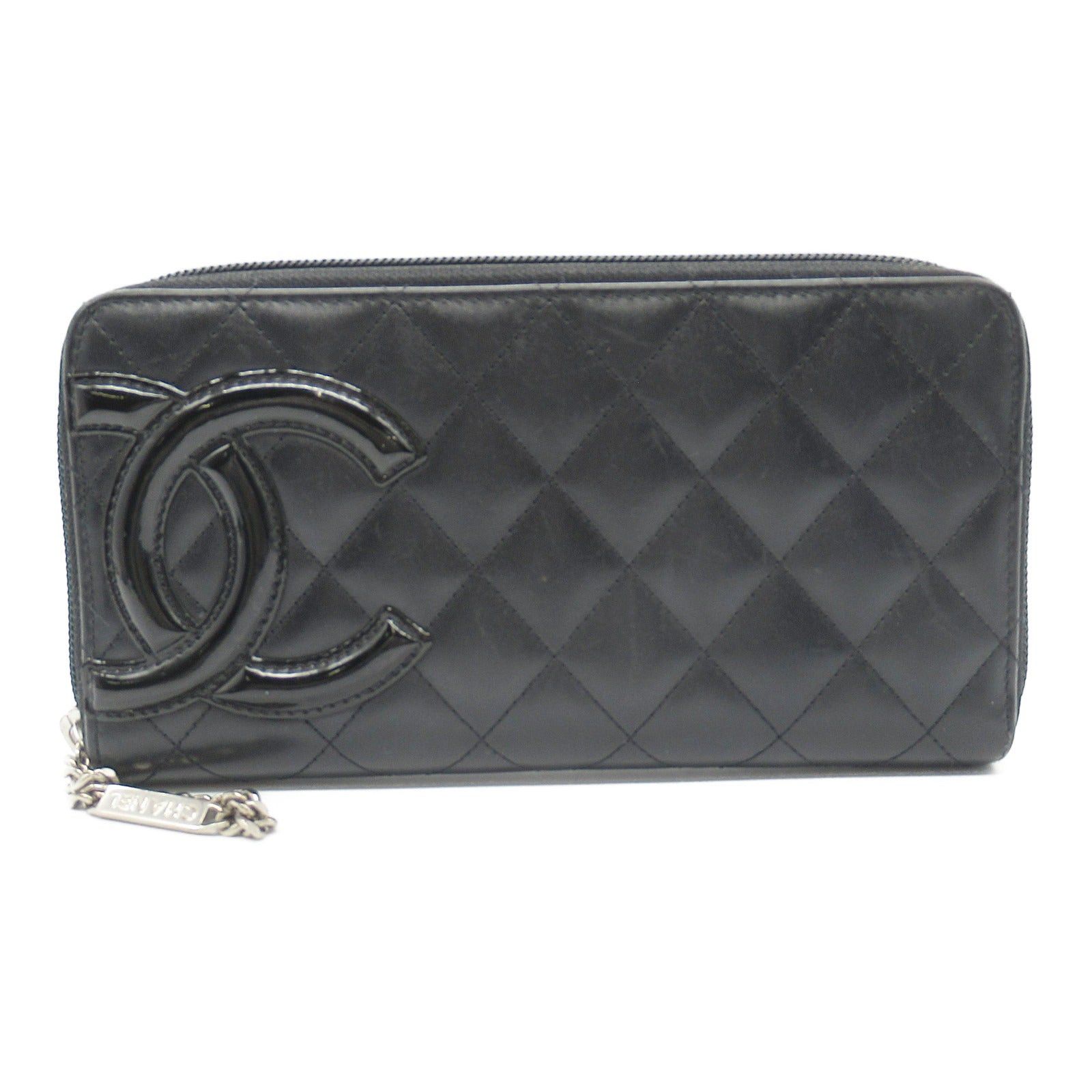 Chanel Chanel Cambon Round Long Wallet Zipper Leather Enamel Black Silver Hardware Size ONE SIZE - 1 Thumbnail