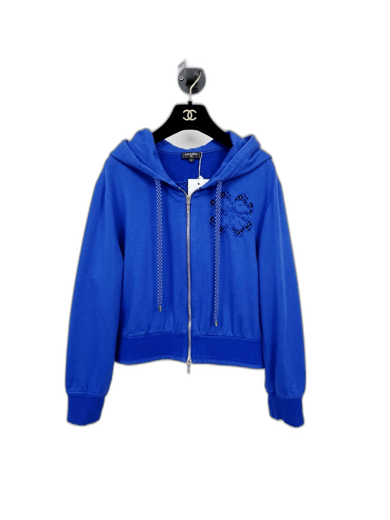 Chanel Chanel Blue Hooded Sports Jacket Size L / US 10 / IT 46 - 1 Thumbnail