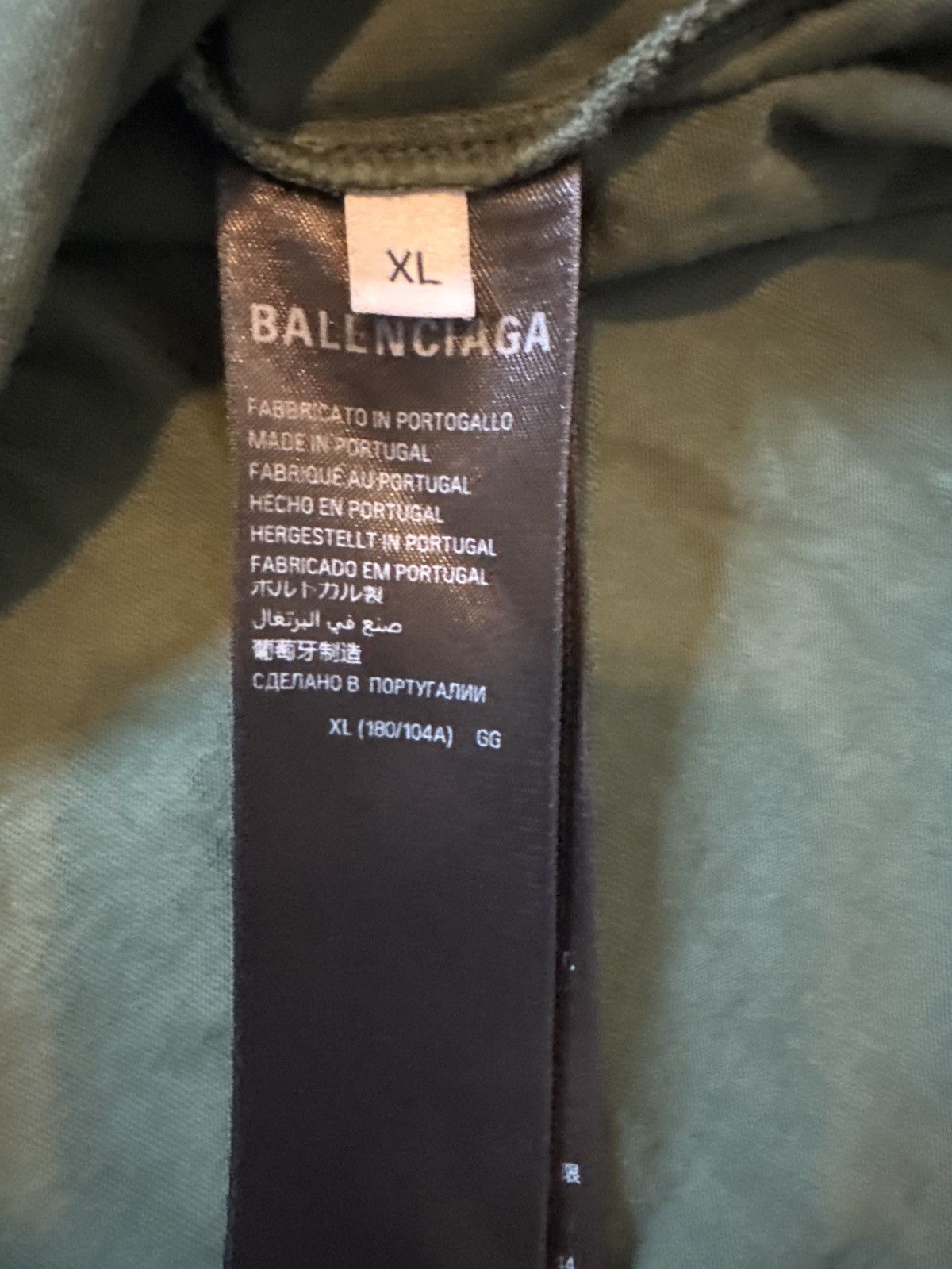 Balenciaga Dark Green Balenciaga Men's Distressed Tape Logo T-Shirt Size US XL / EU 56 / 4 - 4 Thumbnail