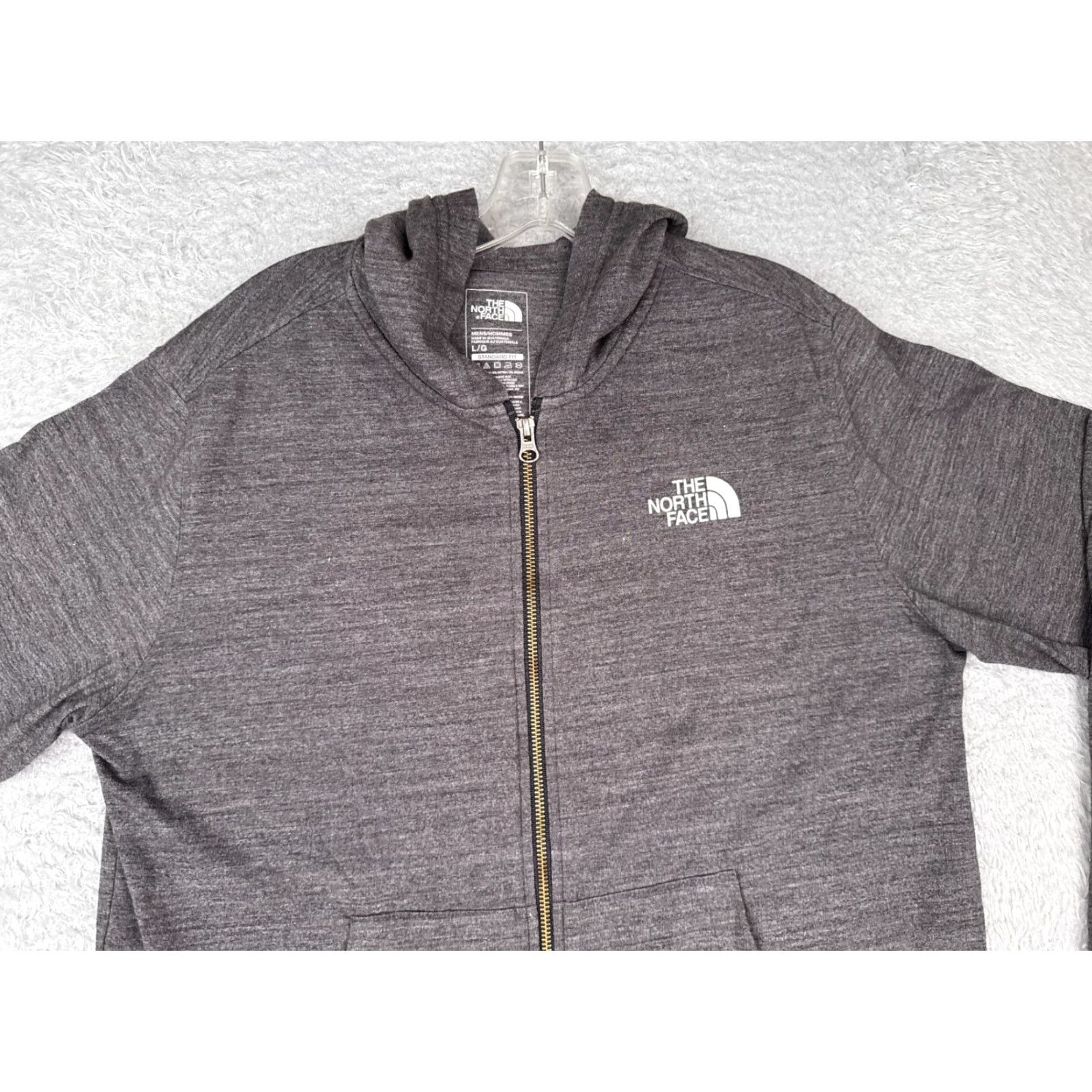 The North Face VINTAGE The North Face Jacket Men Large Gray Heather Jersey Fabric Hood Cotton Tri-Blend Size US L / EU 52-54 / 3 - 6 Thumbnail