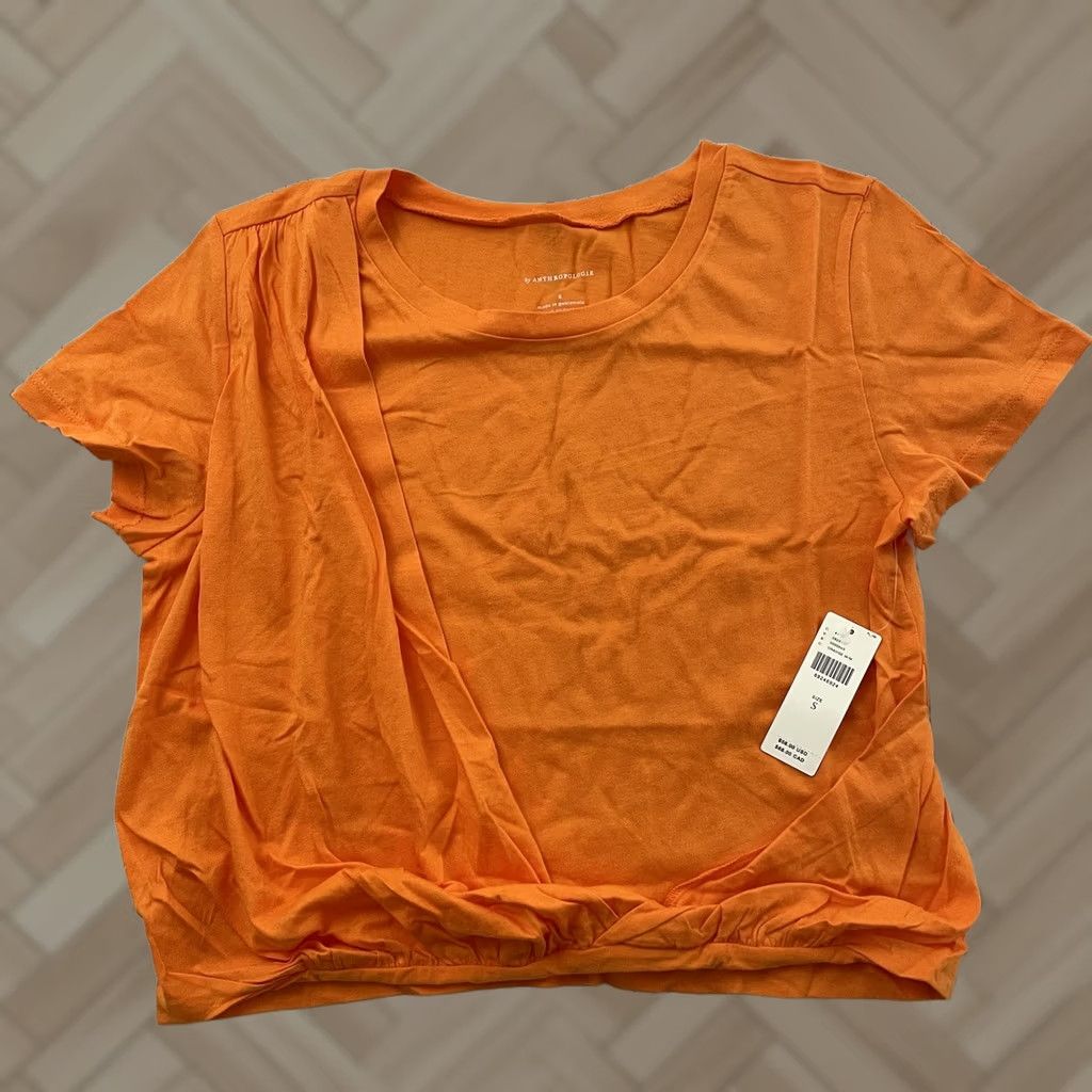 Anthropologie Anthropologie T-Shirt Short Sleeve Cropped Womens Small Orange Draped Tee 58 N/A Size S / US 4 / IT 40 - 1 Thumbnail