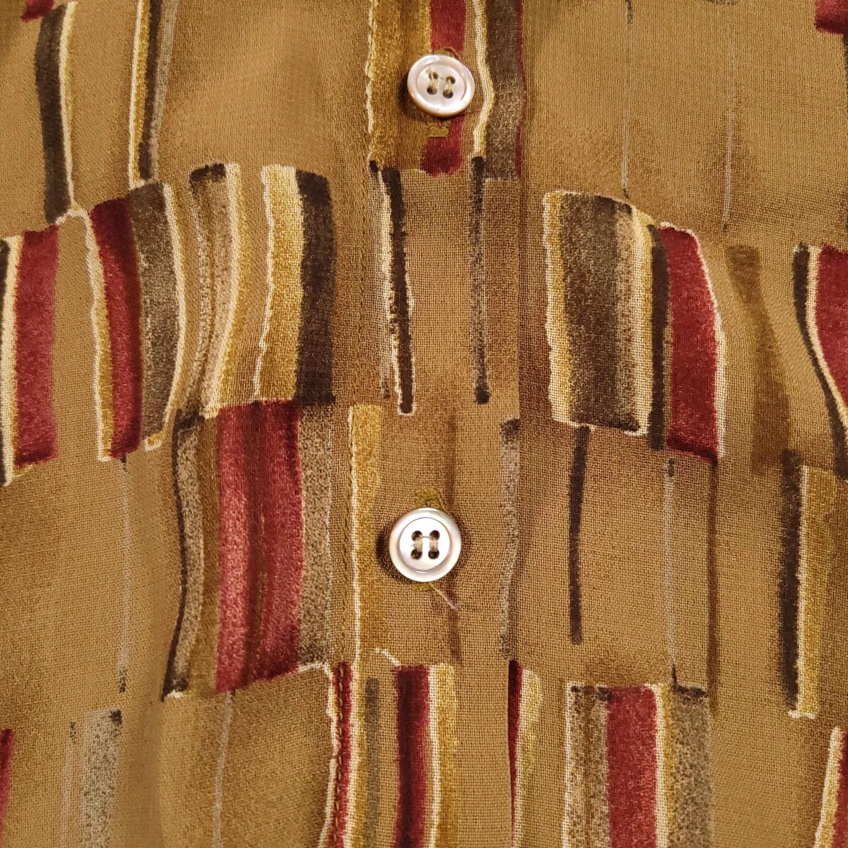 Liz Claiborne VINTAGE Liz Claiborne Button Up Shirt Women's 12P Petite Brown Geometric All Over Print Size XL / US 12-14 / IT 48-50 - 5 Thumbnail