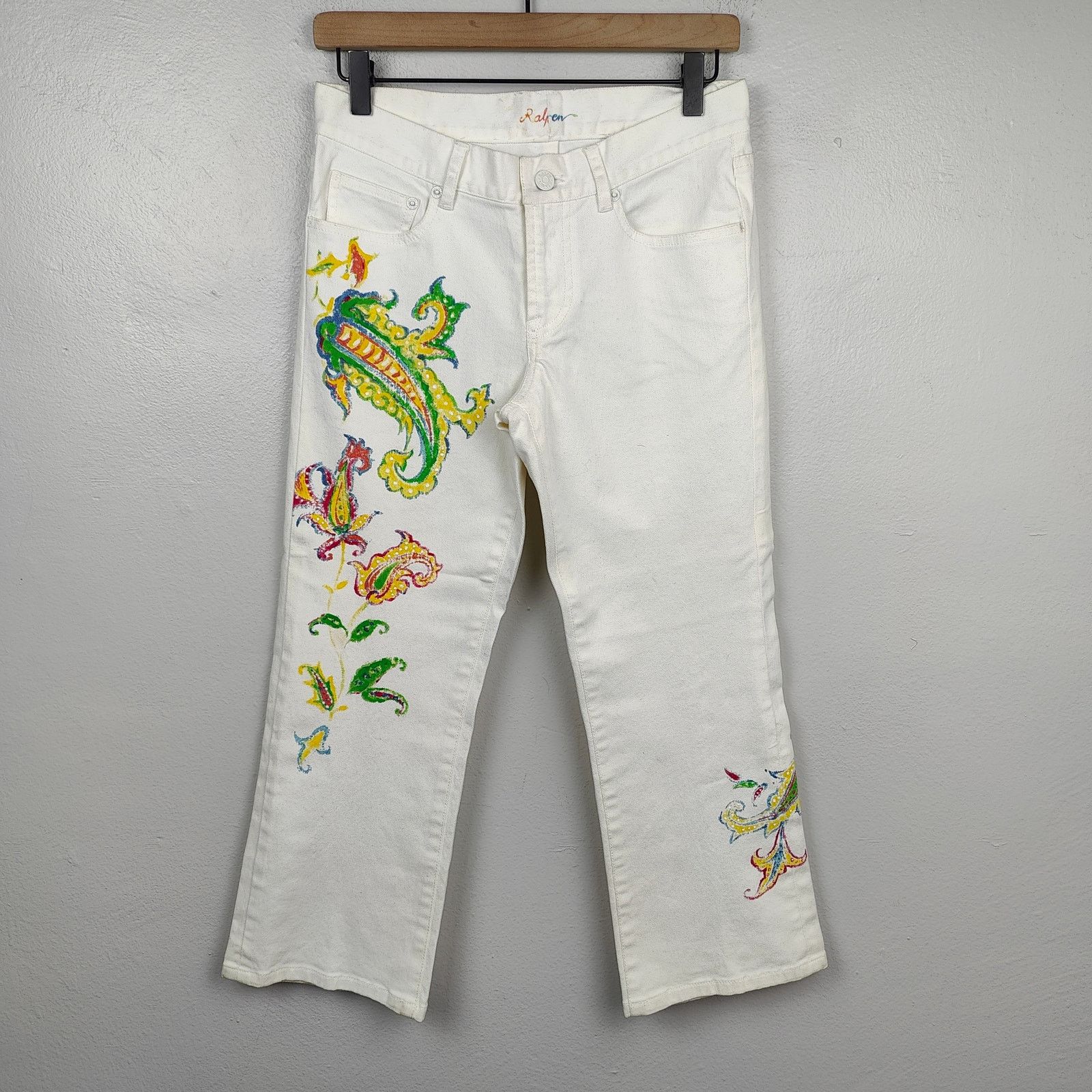 Ralph Lauren Ralph Lauren Printed Boot Cut Jeans Womens 27 White Y2K Size 27" / US 4 / IT 40 - 1 Thumbnail