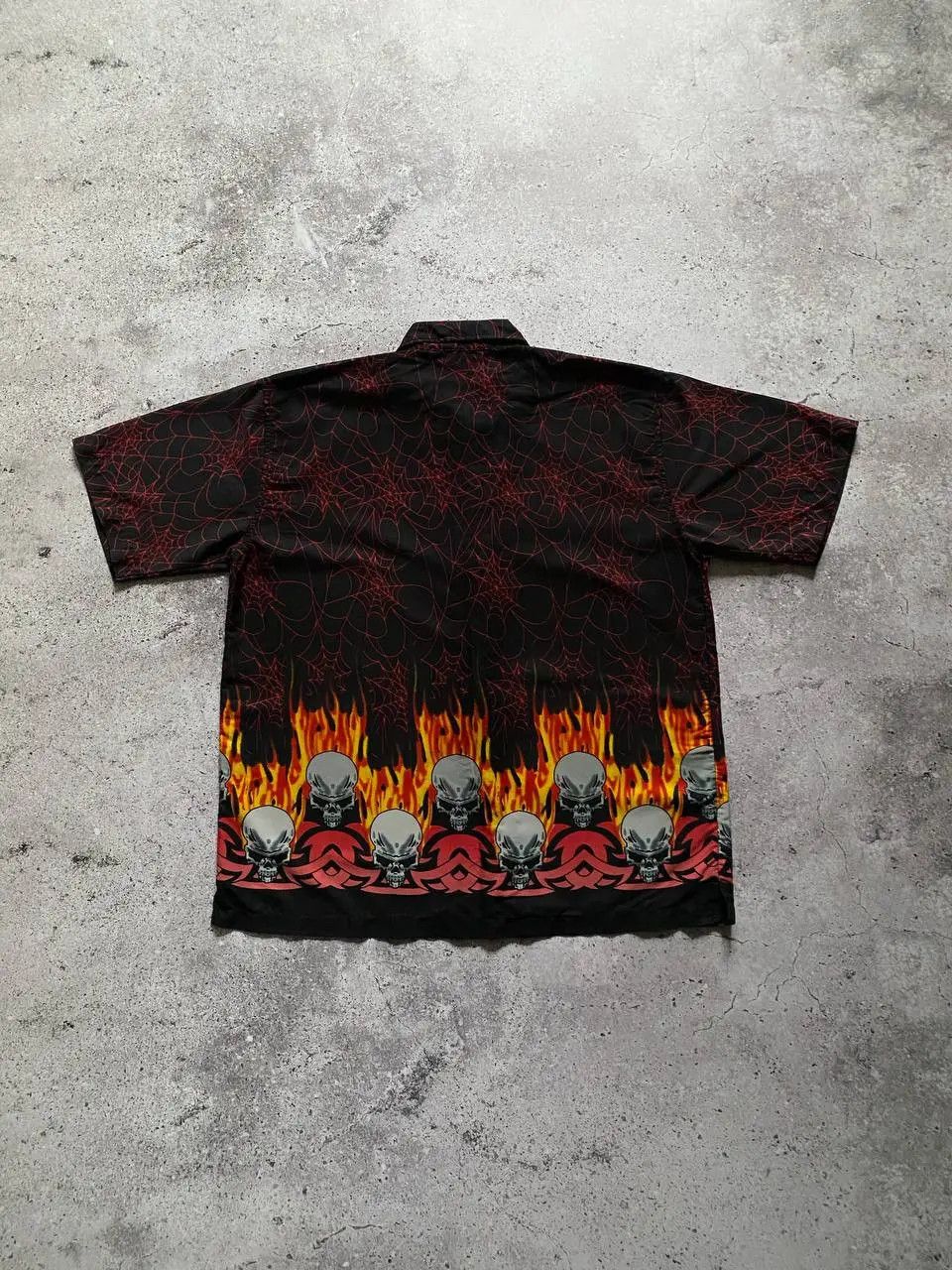 JNCO × Japanese Brand CRAZY Y2K VINTAGE FLAME SKULL BUTTON UP SHIRT LIKE JNCO Size US L / EU 52-54 / 3 - 4 Thumbnail