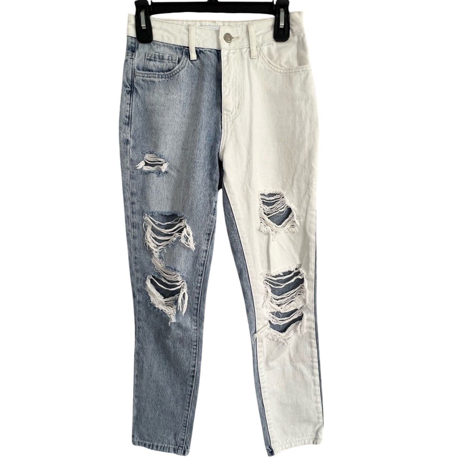 Velvet Vervet Steady Heart Split Two Tone Mom Jeans V2804 Size 24 Size 42" / US 20 - 3 Thumbnail