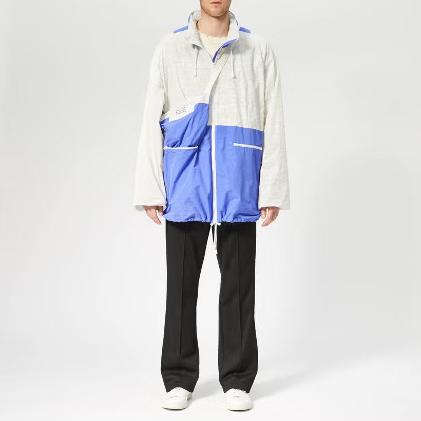 Maison Margiela o1y1124 Nylon Ripstop Jacket With Hooded in White & Blue Size US L / EU 52-54 / 3 - 1 Thumbnail