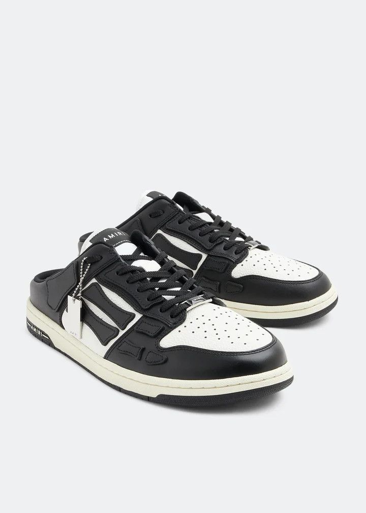 Amiri o1gr1nt0426 Skel Low-Top Slip On Sneakers in Black/White Size US 10 / EU 43 - 5 Thumbnail