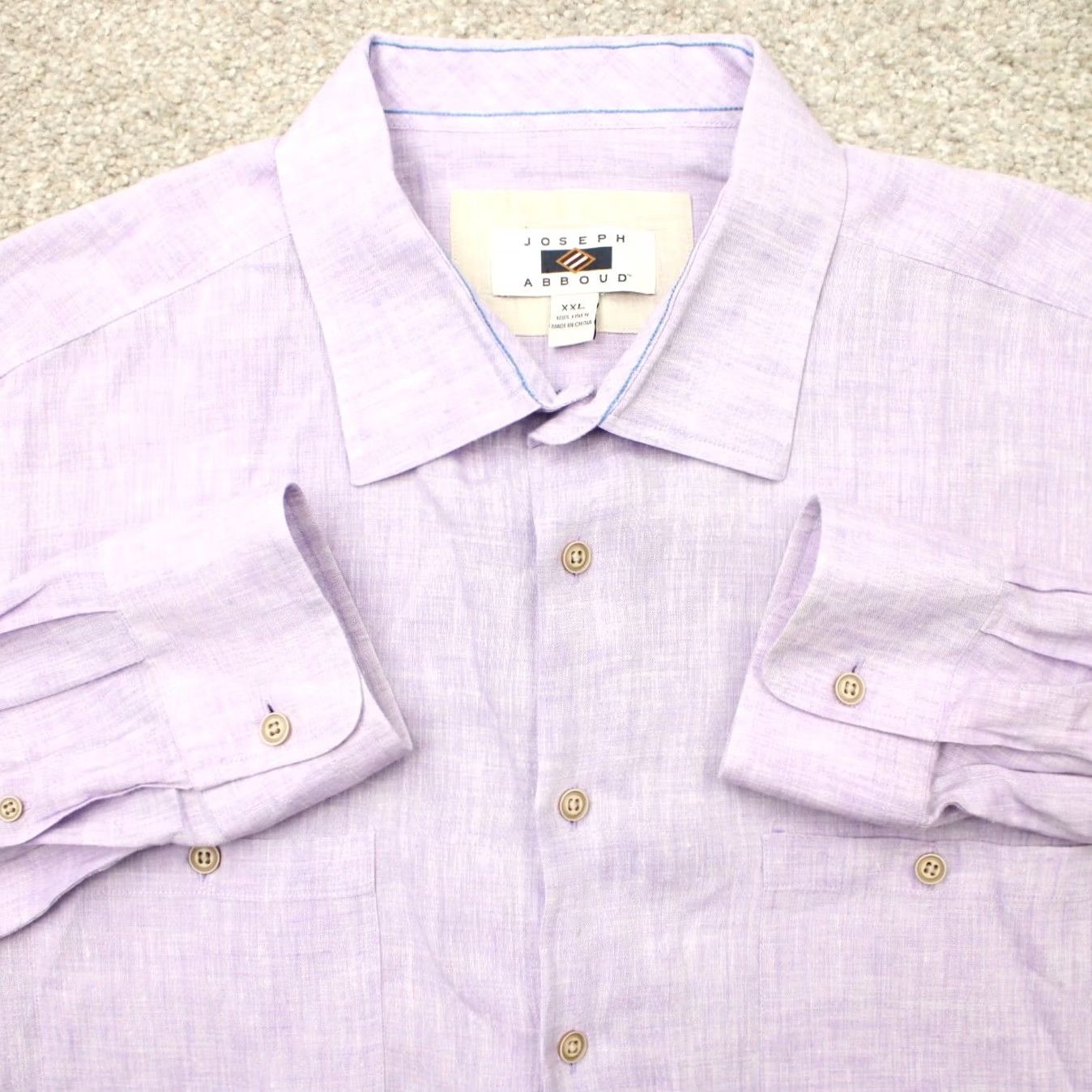 Joseph Abboud Joseph Abboud Shirt Mens 2XL Purple 100% Linen Long Sleeve Button Up Size US XXL / EU 58 / 5 - 2 Thumbnail