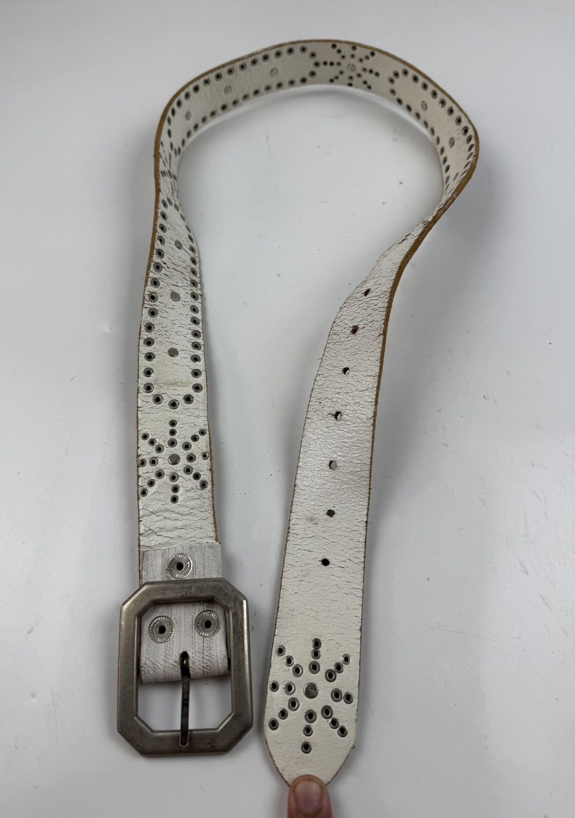 Japanese Brand rare design studded leather belt tc46 Size 36 - 9 Thumbnail