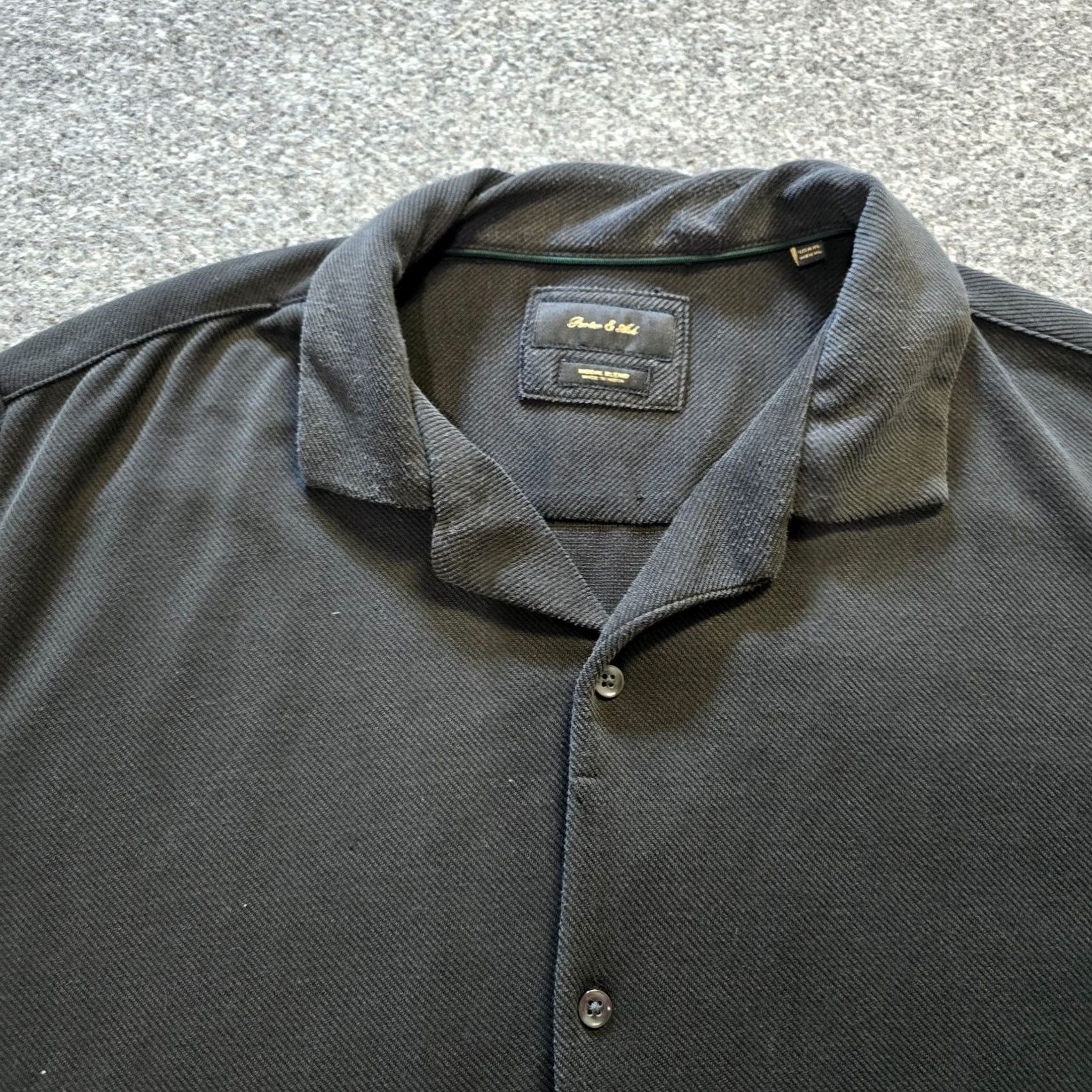 ASH Porter & Ash Shirt Mens XL Black Textured Button-Up Collared Casual Basic Size US XL / EU 56 / 4 - 2 Thumbnail