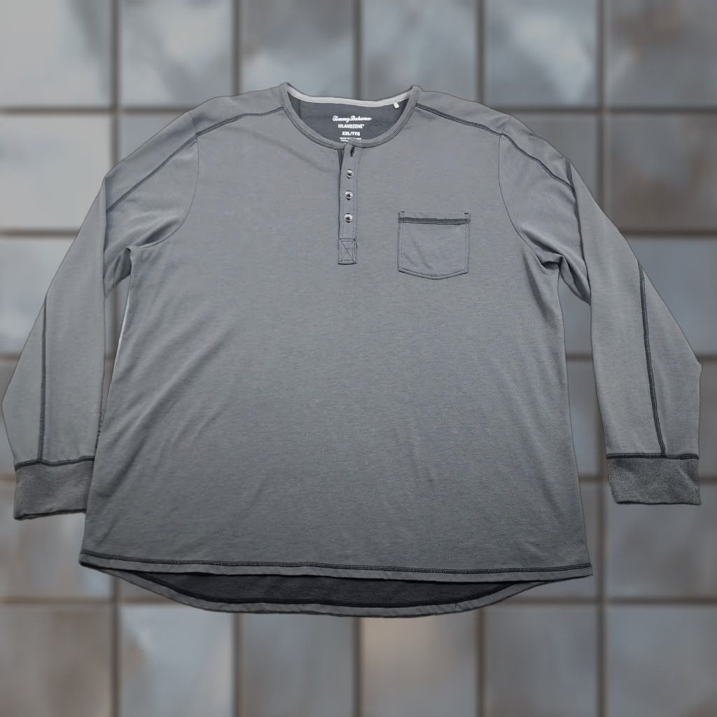 Tommy Bahama VINTAGE Tommy Bahama Island Zone Shirt Mens 2XL Gray Long Sleeve Henley Pocket Pullover Size US XXL / EU 58 / 5 - 1 Thumbnail