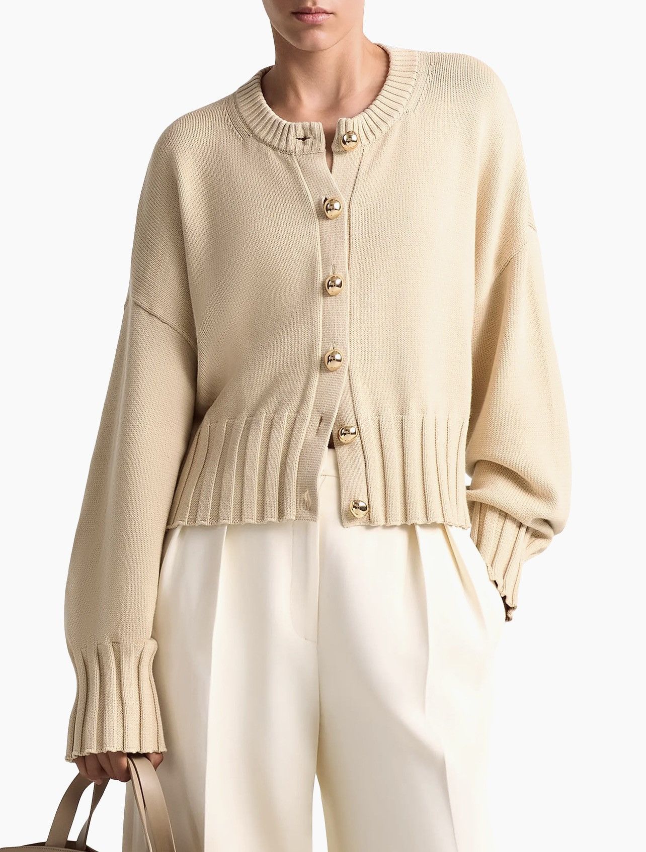 Altuzarra Altuzarra Natural Cotton And Silk-Blend Cardigan size L Size L / US 10 / IT 46 - 3 Thumbnail