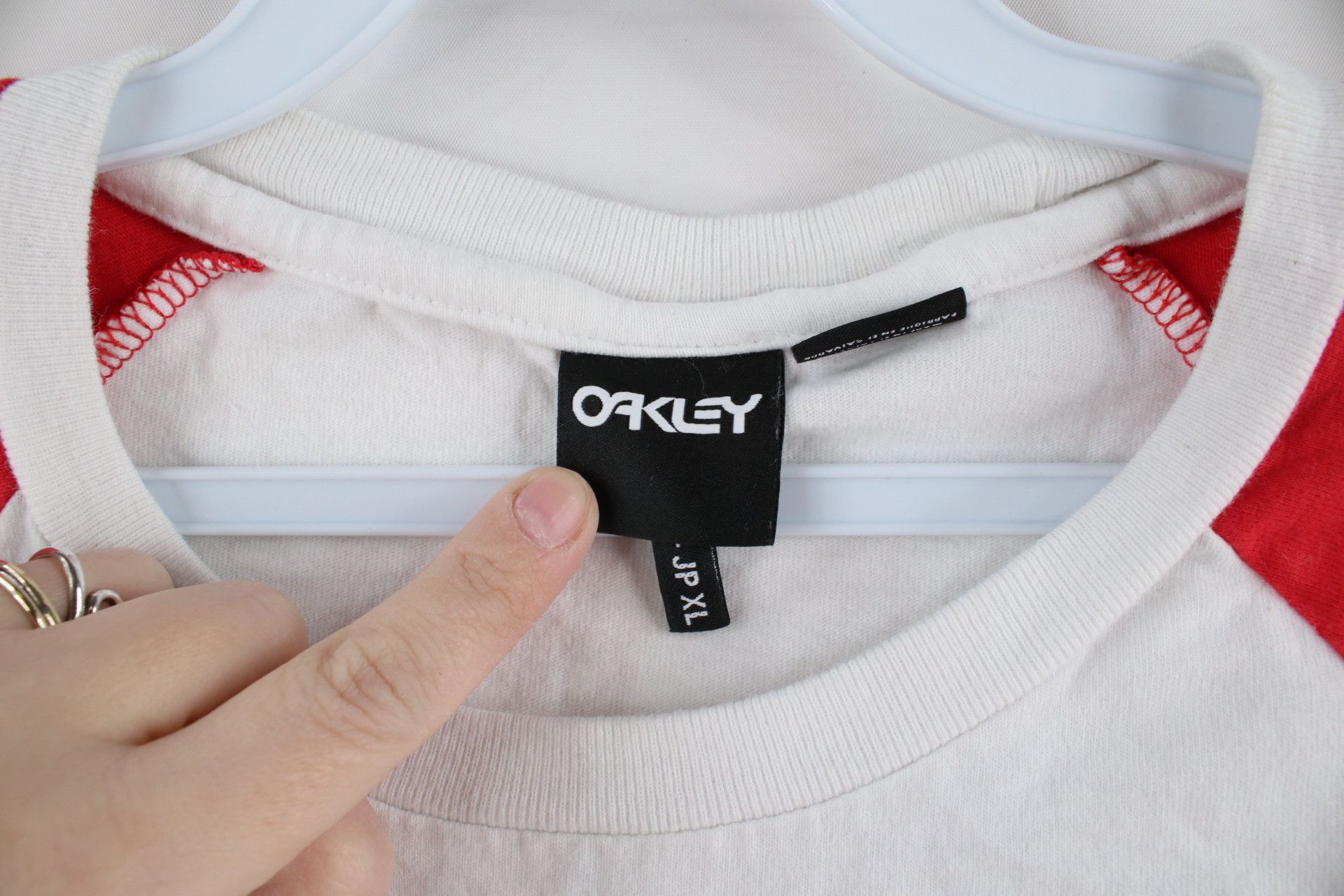 Oakley × Vintage Vintage Oakley Spell Out Box Logo 3/4 Sleeve Raglan T-Shirt Size US XL / EU 56 / 4 - 7 Thumbnail