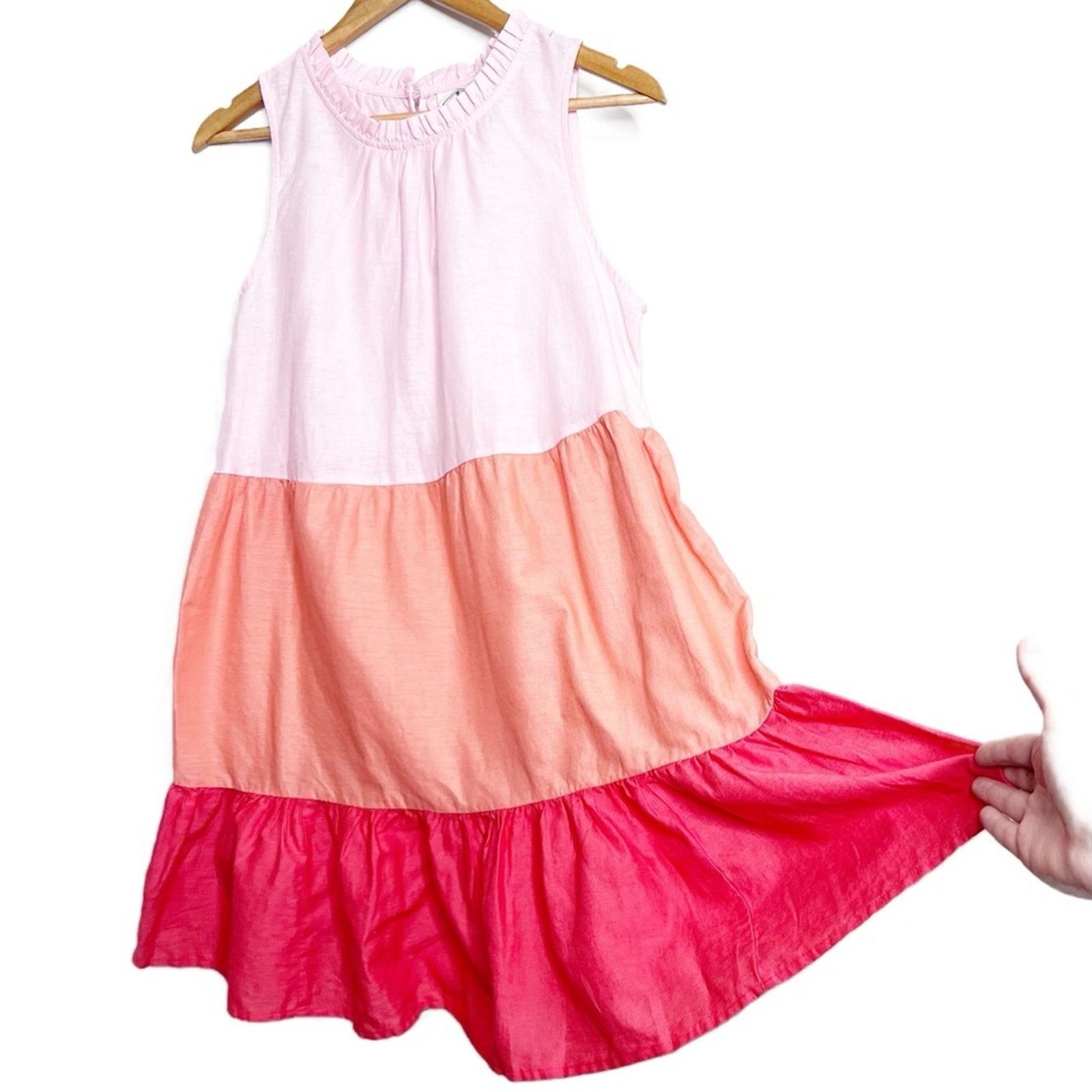St. Johns Bay New with Tag St. John's Bay Women's Linen Ruffle Mini Dress Size M / US 6-8 / IT 42-44 - 5 Thumbnail
