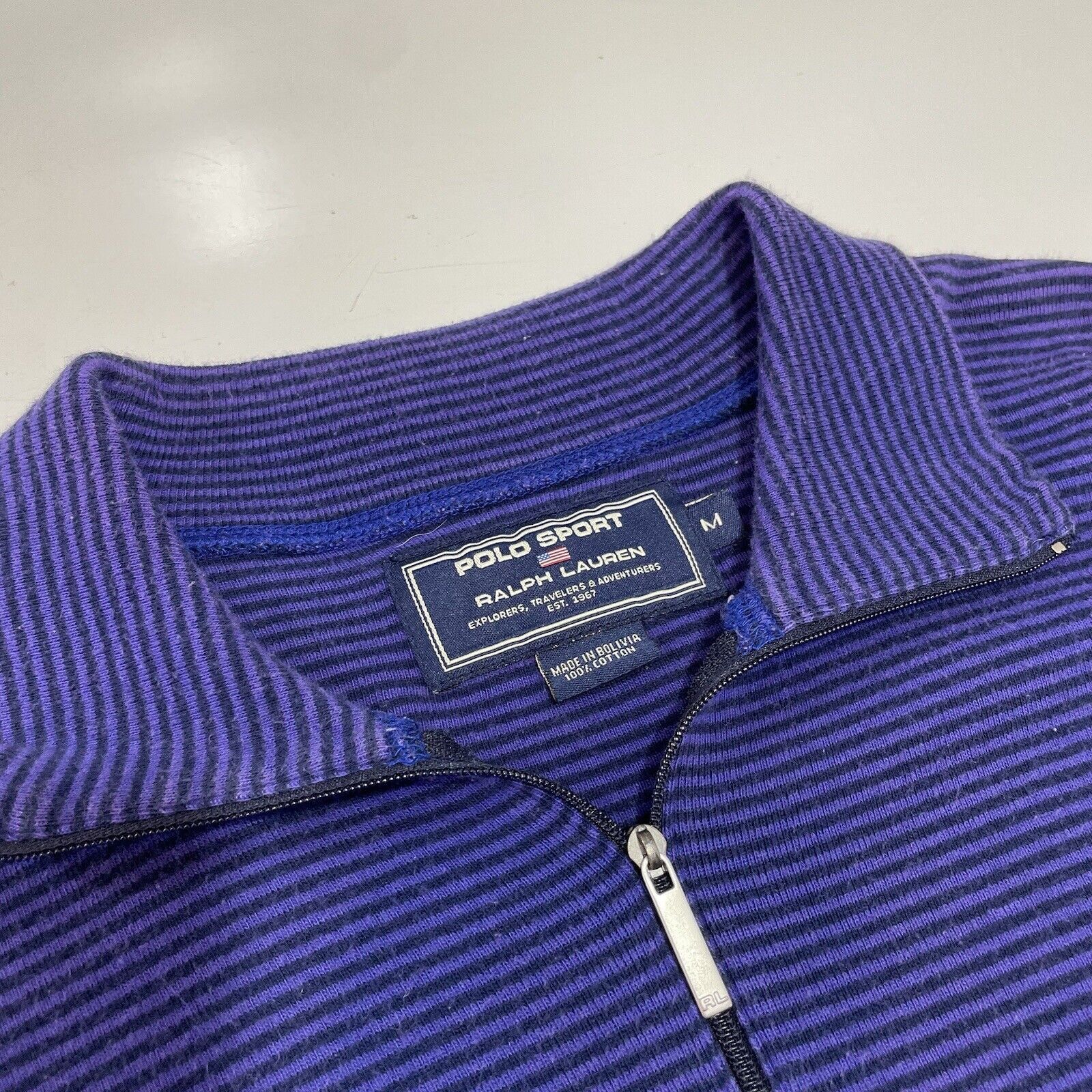 Polo Ralph Lauren VTG 90’s Ralph Lauren Polo Sport Men’s Purple Stripe Shirt M Size US M / EU 48-50 / 2 - 2 Thumbnail