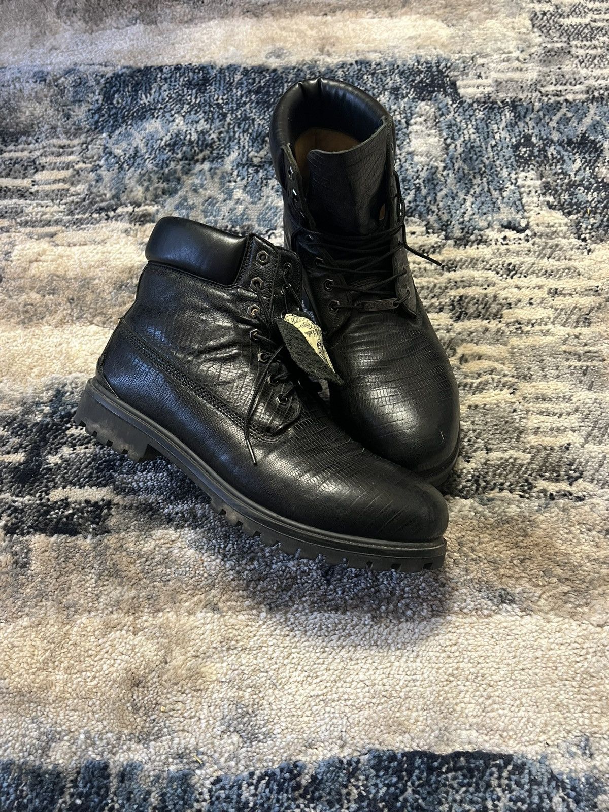 Pelle Pelle Pelle Pelle Black Snakeskin Leather Boots Size US 13 / EU 46 - 1 Thumbnail
