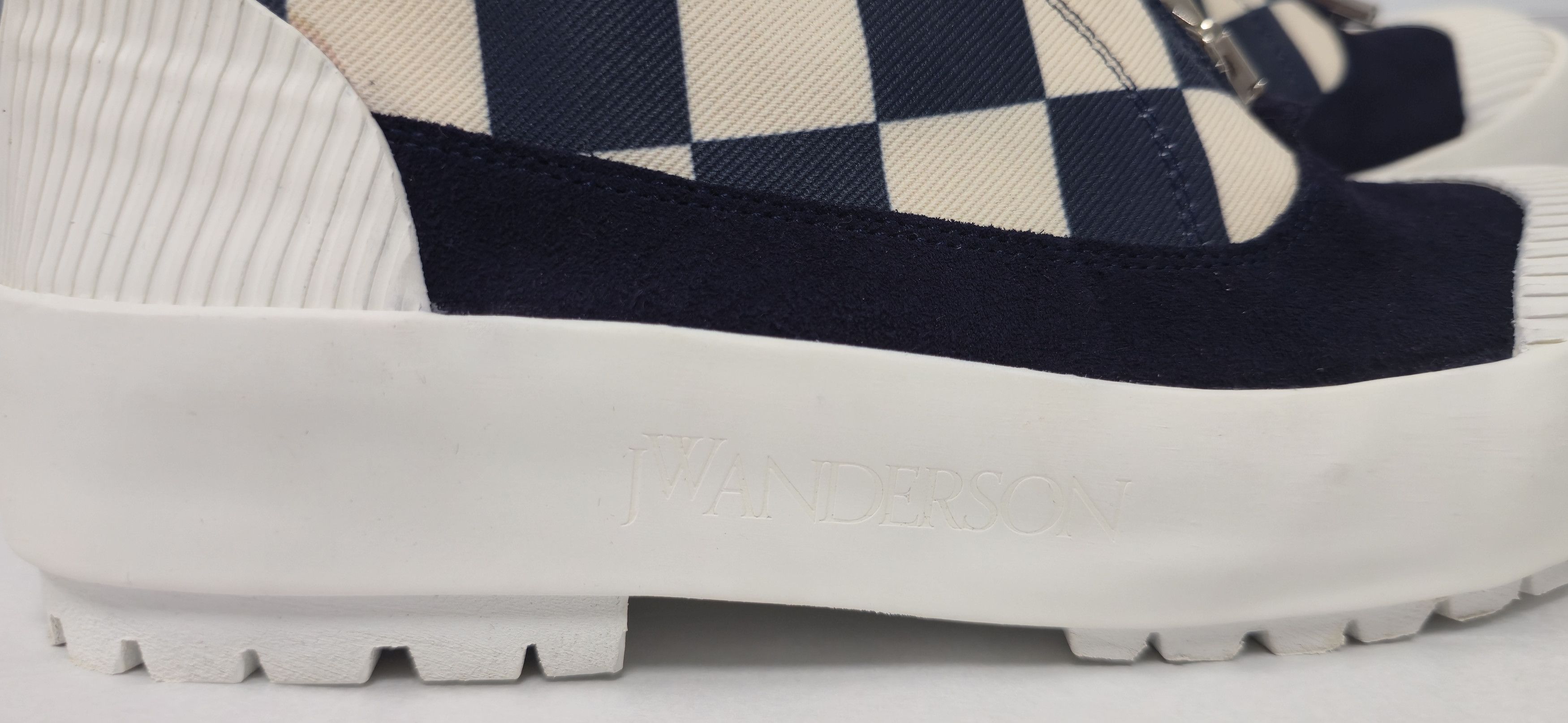 JW Anderson Navy Checkerboard Zip Cargo Pocket Boots RRP $400 Size US 8 / IT 38 - 6 Thumbnail