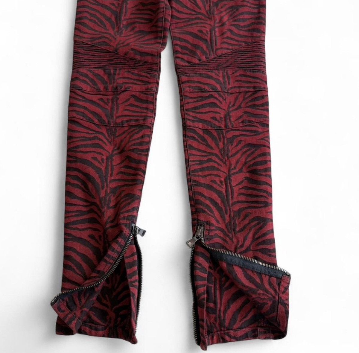 Balmain Balmain Decarnin Era Zebra Biker Jeans Red Size 40 Size 30" / US 8 / IT 44 - 4 Thumbnail