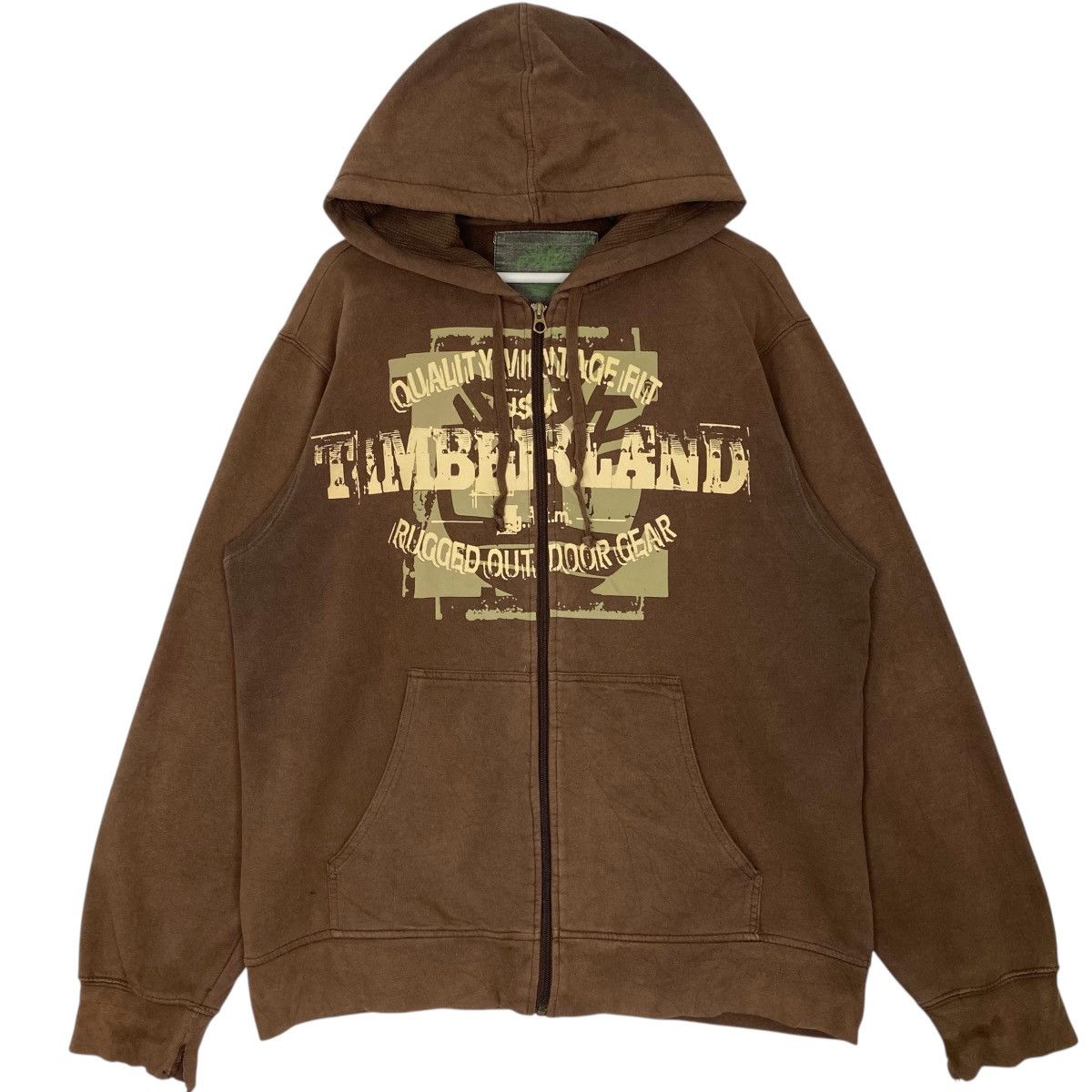 Vintage Vintage Timberland Full Zip Hoodie Sweater Brown Big Logo Size US L / EU 52-54 / 3 - 1 Thumbnail