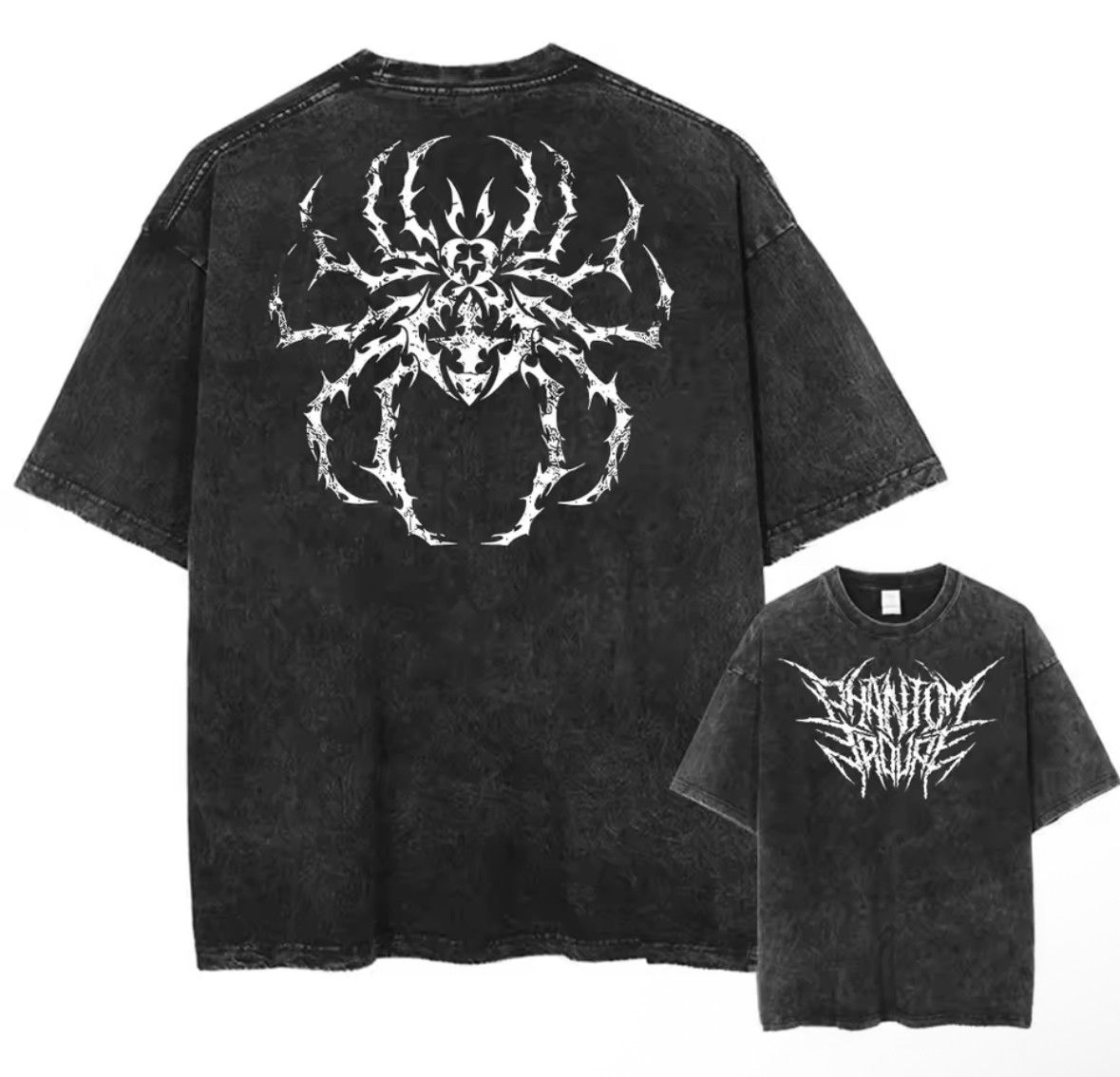 Japanese Brand Y2K Vintage Gothic Hunter Creepy Spider Washed T-Shirt Size US M / EU 48-50 / 2 - 1 Thumbnail