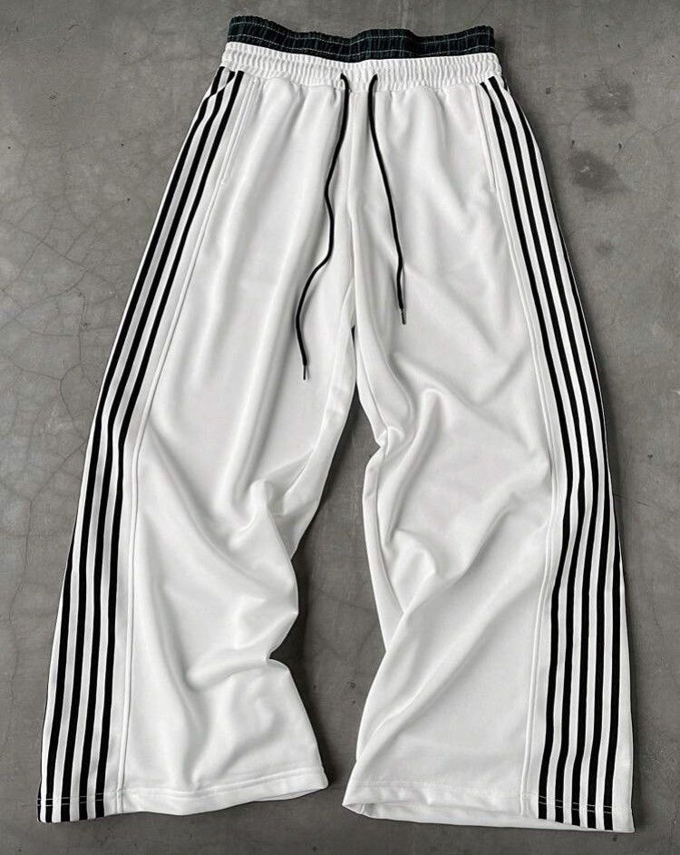 Japanese Brand DRIP Wide Leg Stripe Y2K Sweatpants Size US 31 - 1 Thumbnail