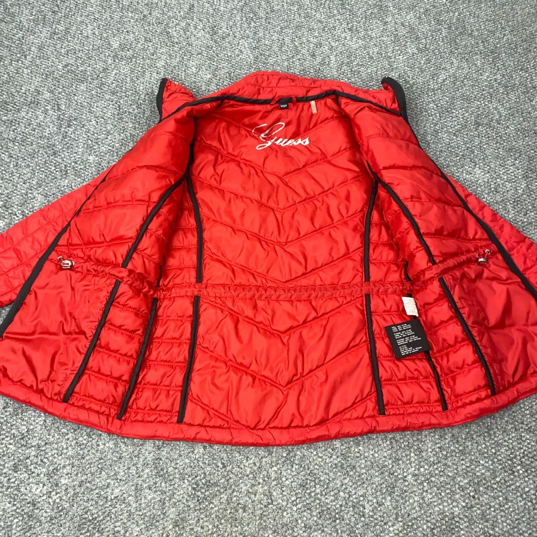 Guess GUESS Womens Jacket Small Red Nylon Mock Neck Lined Quilted Puffer Lightweight Short Zip Satin Logo Casual Outerwear Size S / US 4 / IT 40 - 5 Thumbnail