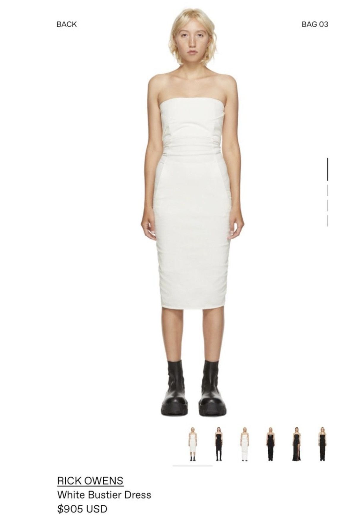 Rick Owens Rick Owens White Bustier Dress, US 10, new ! Size L / US 10 / IT 46 - 19 Thumbnail