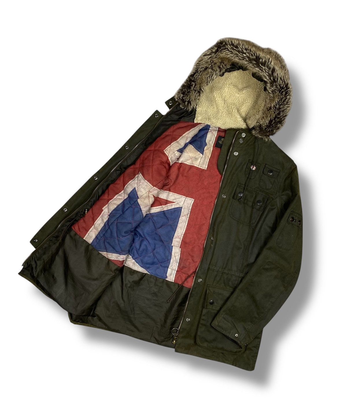 Barbour Barbour Brighton Union Jack Waxed Parka Fur Hood Size M / US 6-8 / IT 42-44 - 1 Thumbnail