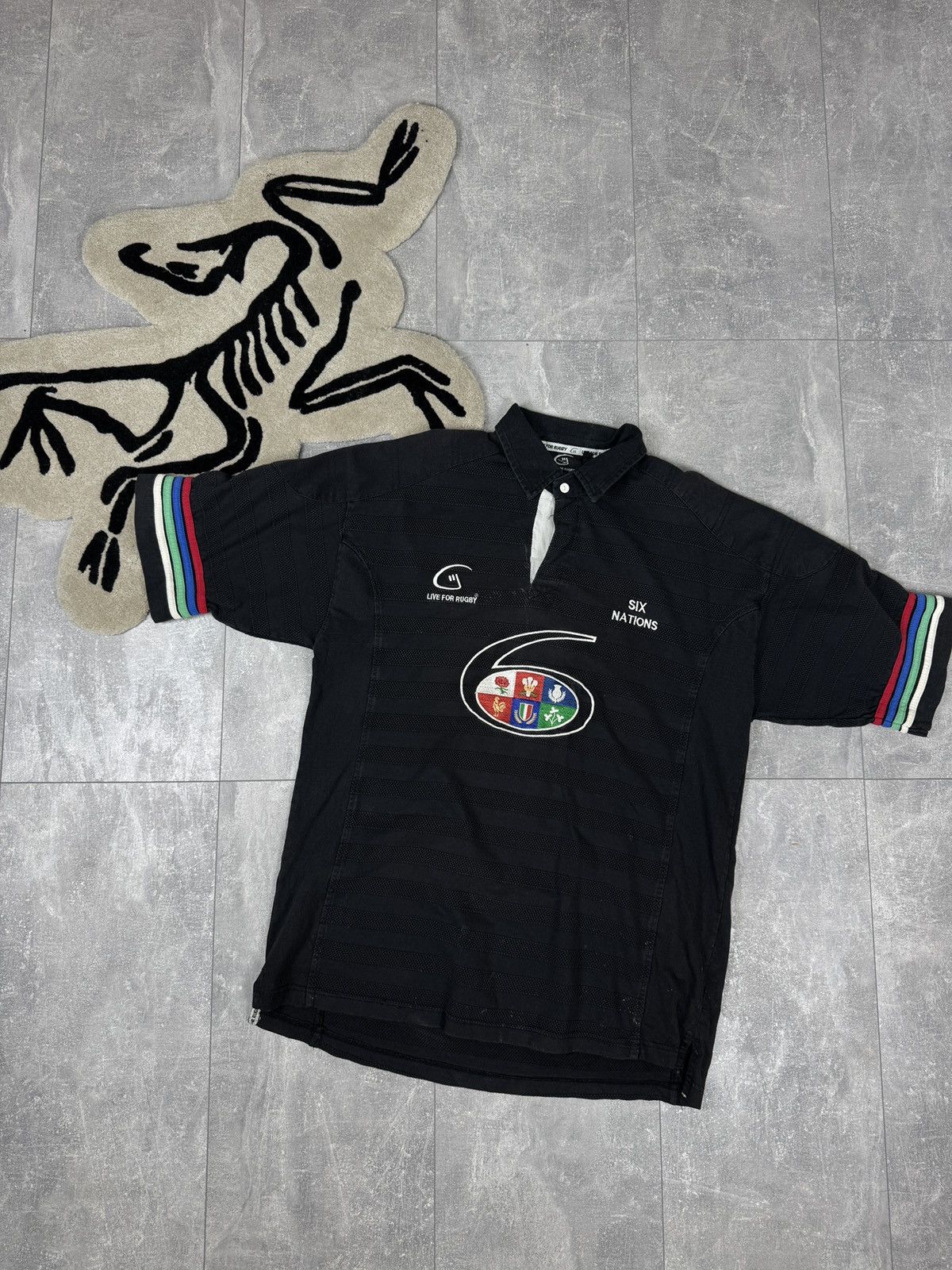 Vintage Mens Vintage Six Nations rugby jersey T-shirt tee polos Size US L / EU 52-54 / 3 - 1 Thumbnail