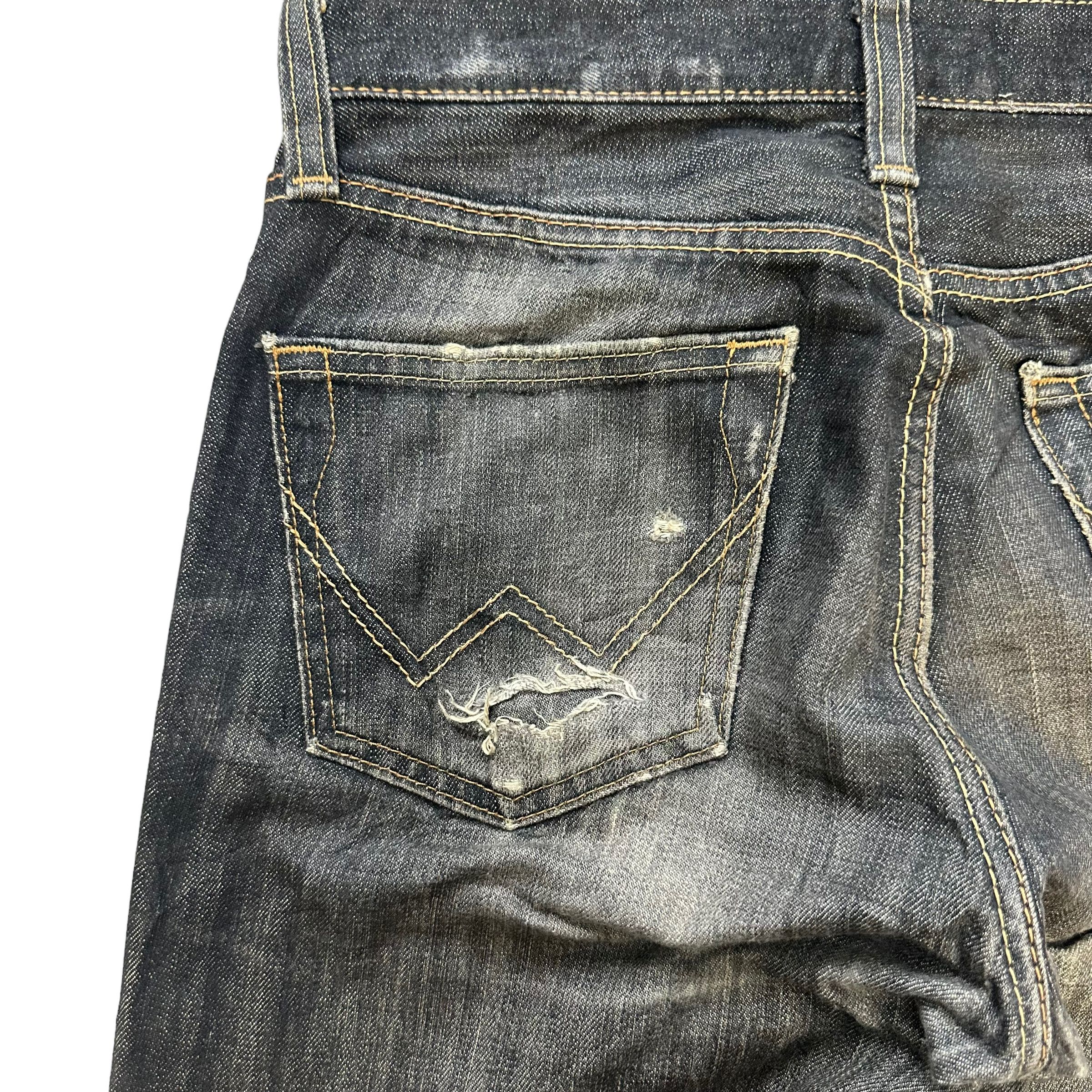 Edwin TRASHED🔥 VINTAGE EDWIN DISTRESSED JEANS #7627-158 Size US 27 - 14 Thumbnail