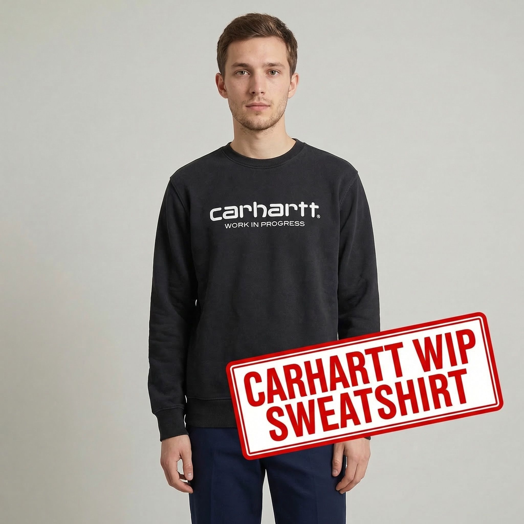 Carhartt Carhartt WIP Black Logo Sweatshirt | Men's Jumper Size S Size US S / EU 44-46 / 1 - 1 Thumbnail
