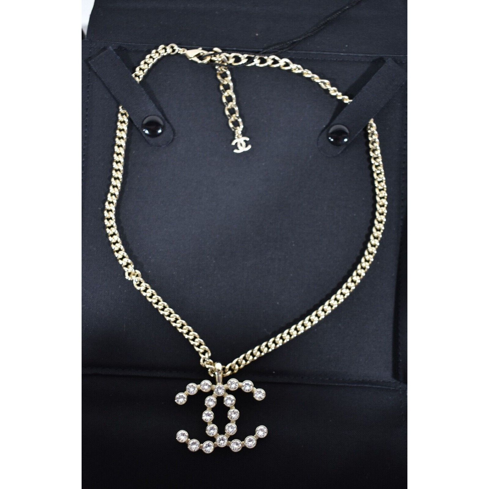 Chanel Chanel 23P Crystal CC Gold Metal Cuban Chain Drop Necklace Size ONE SIZE - 4 Thumbnail