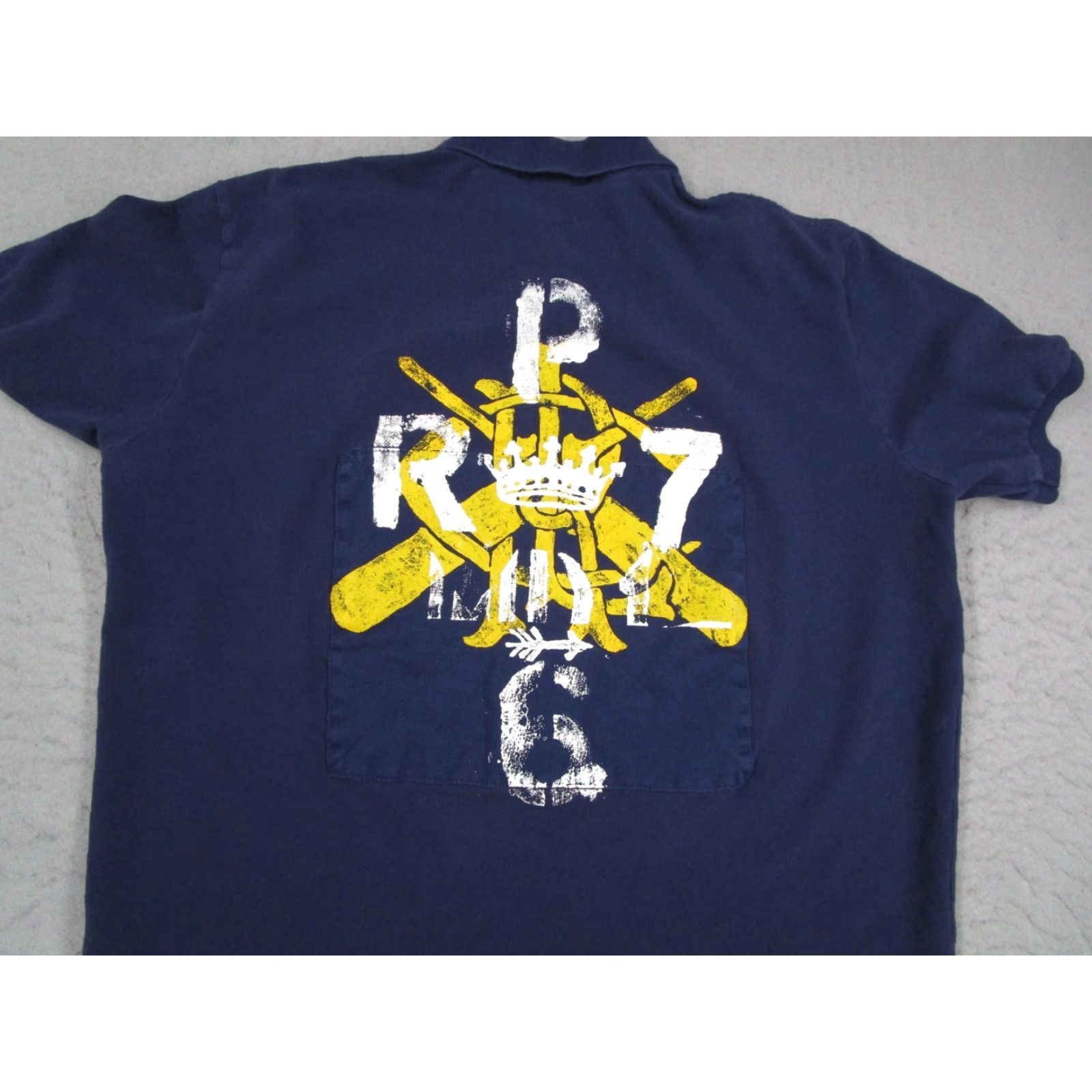 Polo Ralph Lauren VINTAGE Polo Ralph Lauren Polo Shirt Mens Large Blue Crown Crest Double Sided Size US L / EU 52-54 / 3 - 4 Thumbnail
