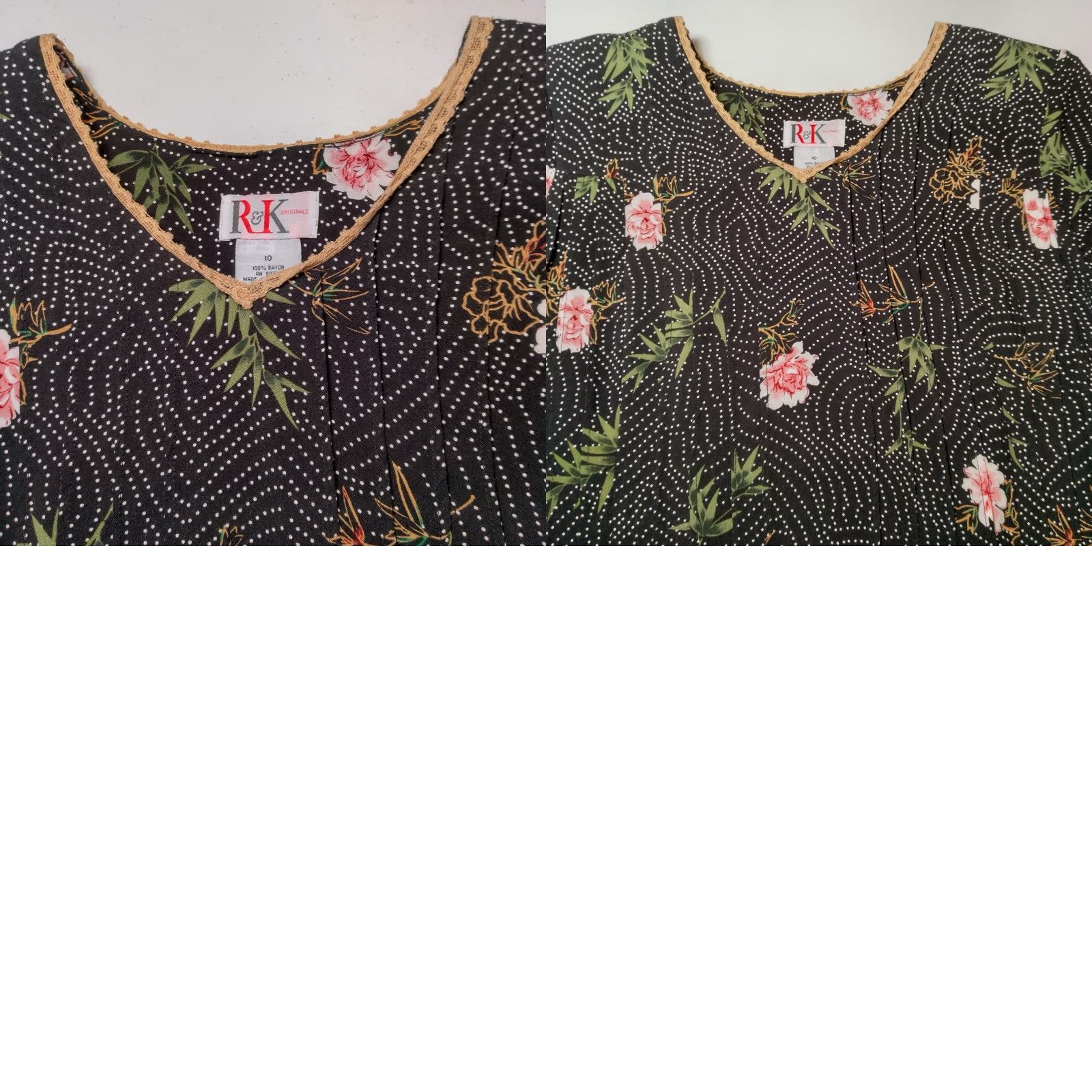 Vintage VINTAGE 1990s R&K Originals Maxi Dress Black Polka Dot Pink Floral Rayon Long Size L / US 10 / IT 46 - 11 Thumbnail