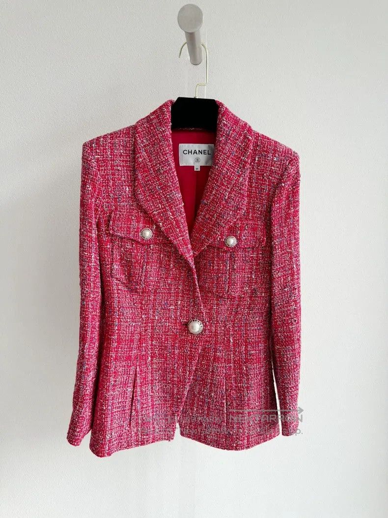 Chanel Chanel 19p red twill tweed jacket Size XXS / US 00 / IT 34 - 3 Thumbnail