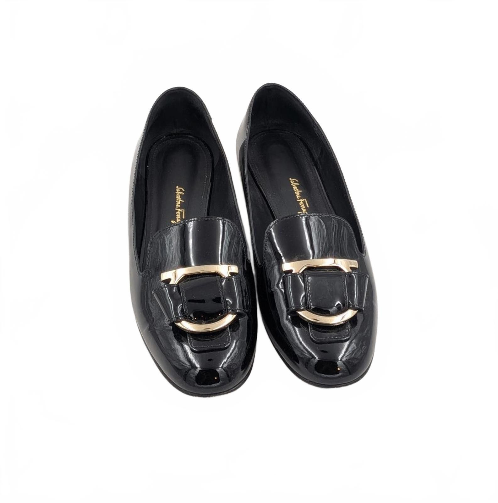 Salvatore Ferragamo Salvatore Ferragamo Black Patent Gancini Loafers 7.5 B Size US 7.5 / IT 37.5 - 1 Thumbnail