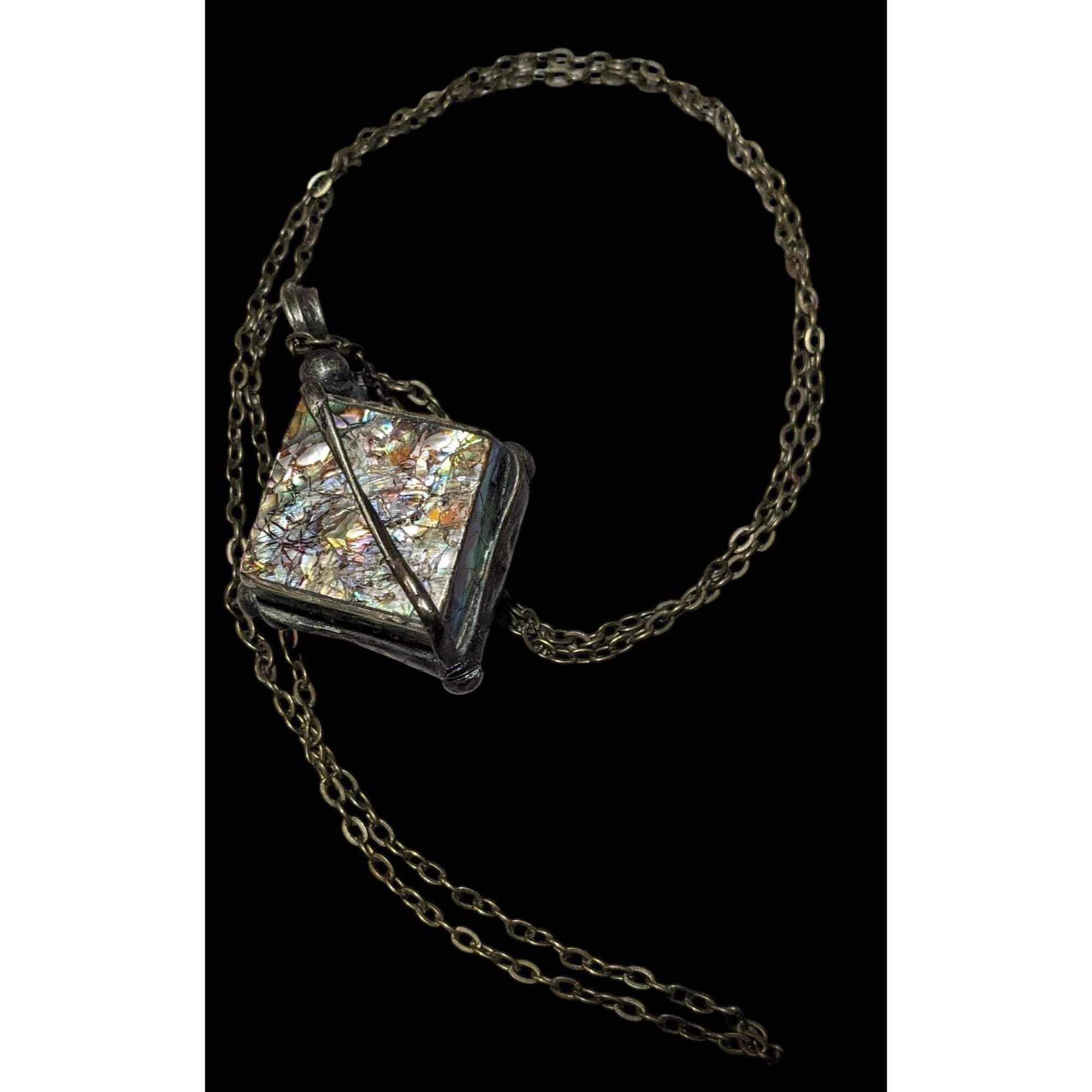 Other Vintage Abalone Crackle Cube Pendant Necklace Size ONE SIZE - 3 Thumbnail