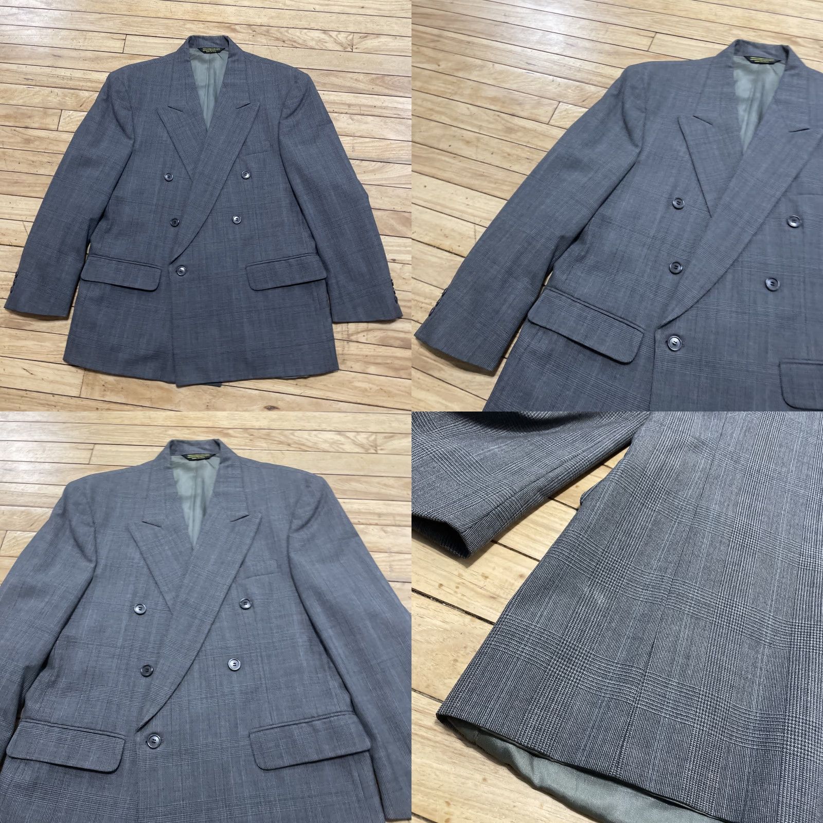 Doublet VINTAGE Dellapenna 39S Gray Plaid Double-Breasted Suit Jacket Men 90s Made USA Size 40R - 11 Thumbnail