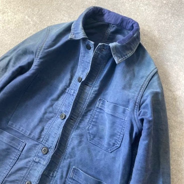 Vintage VINTAGE LE LABOUREUR Work Jacket Blue Moleskin Size S Distressed JPN Mens Size US S / EU 44-46 / 1 - 2 Thumbnail
